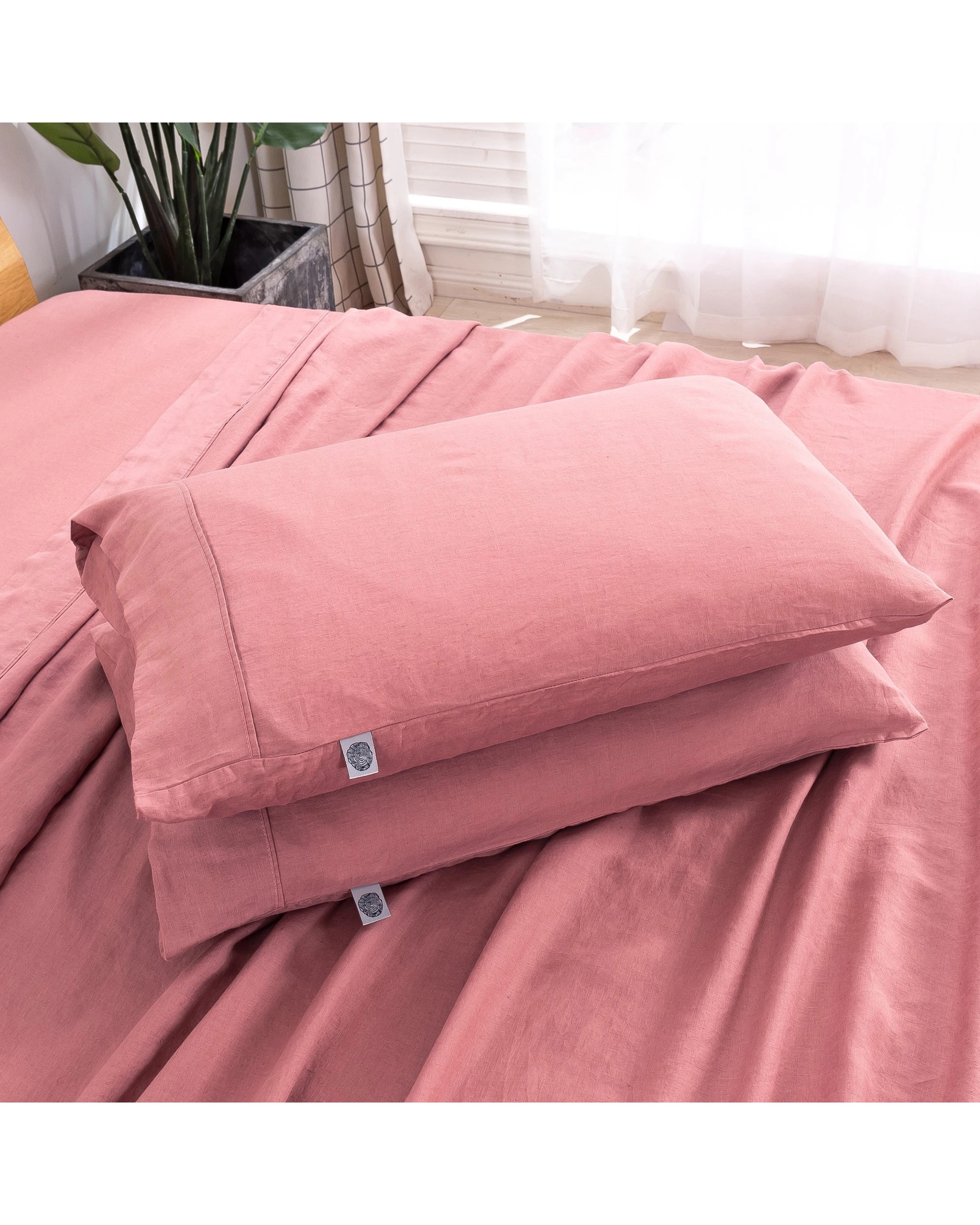 4 Natural Home 100% European Flax Linen Sheet Set - Super King Bed - Rose Gold, 4 of 8