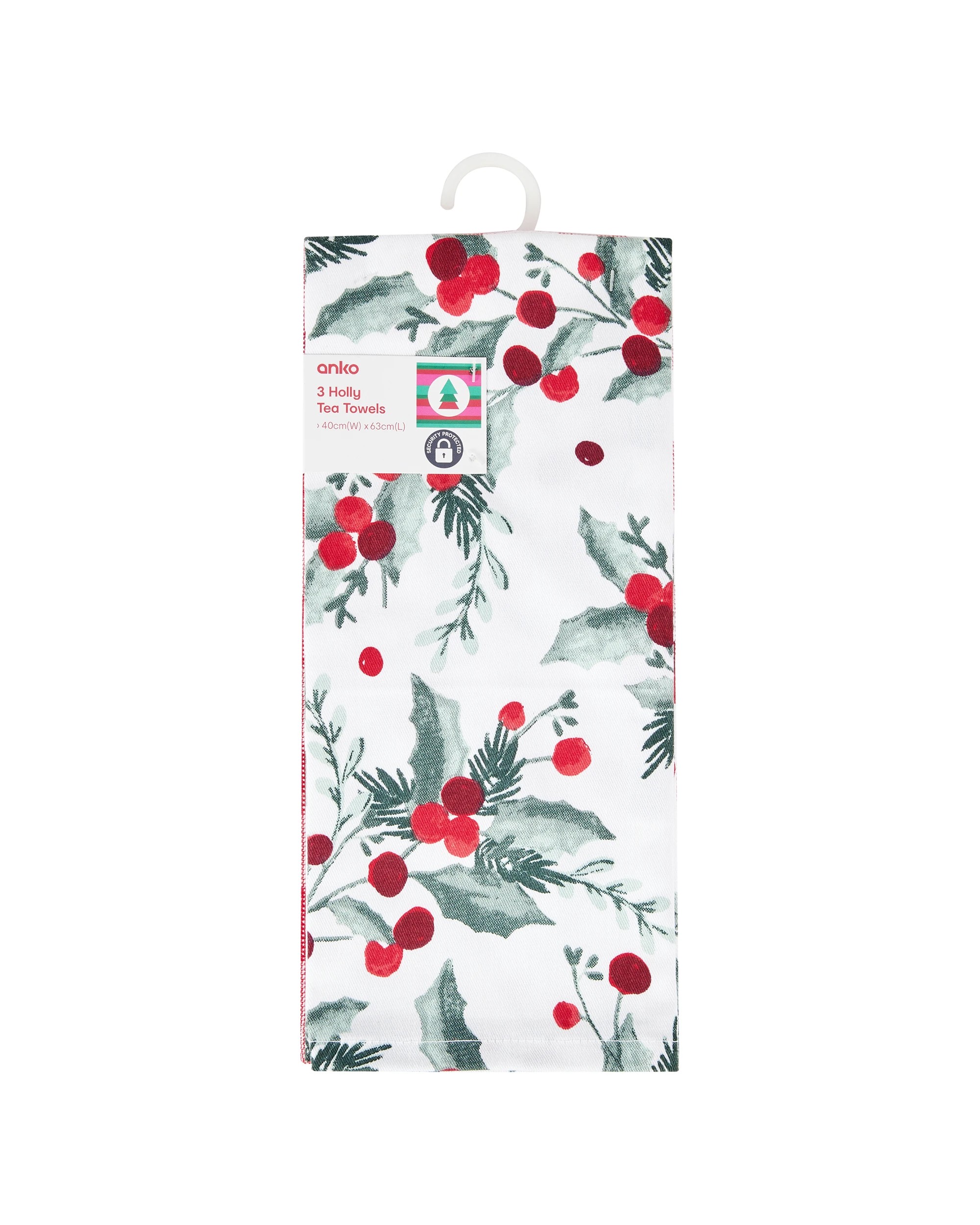 6 3 Pack Holly Tea Towels, 6 of 6