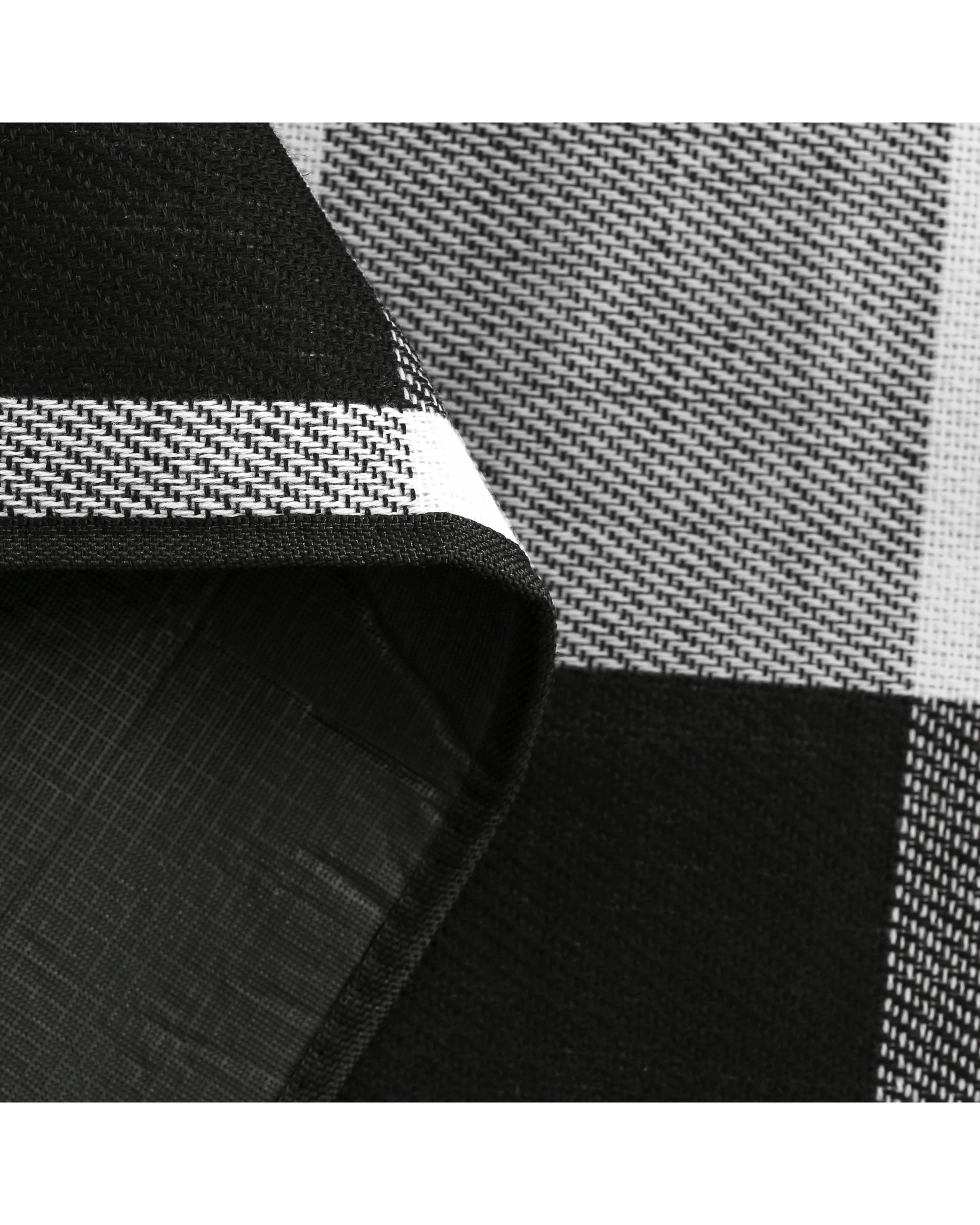 4 Sherwood Faux Linen Plaid Picnic Rug 200x150cm - Black and White, 4 of 6
