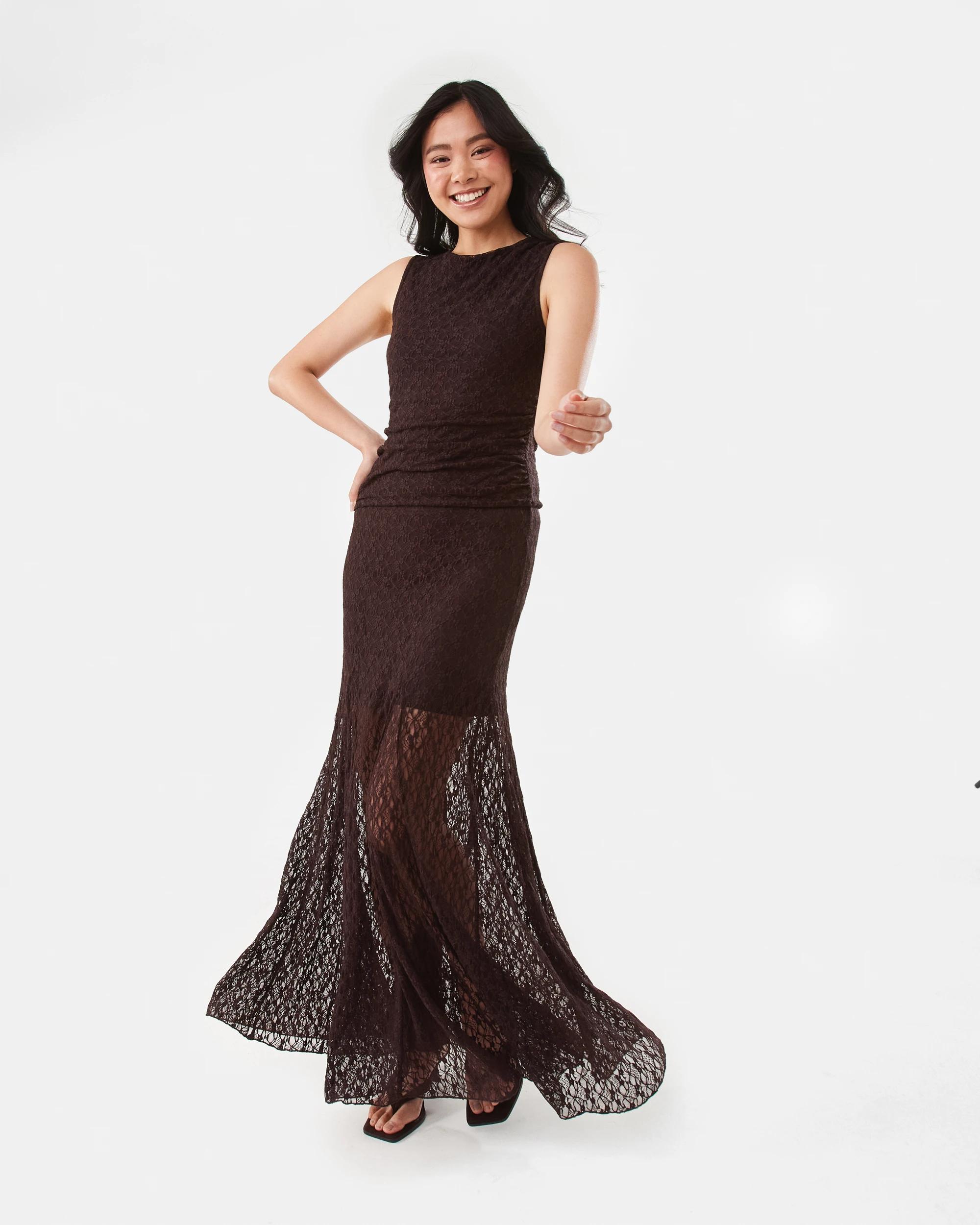 2 Lace Maxi Skirt Choc Plum, 2 of 6