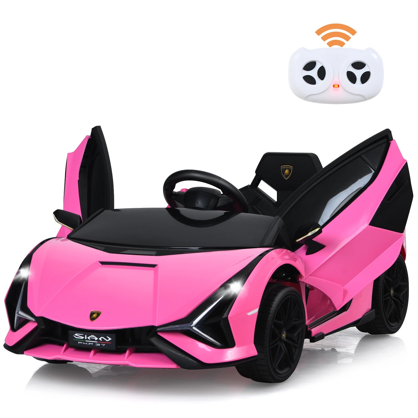 1 Costway Lamborghini Licensed Ride On Car 12V Electric Toy Car - Pink, 1 of 1