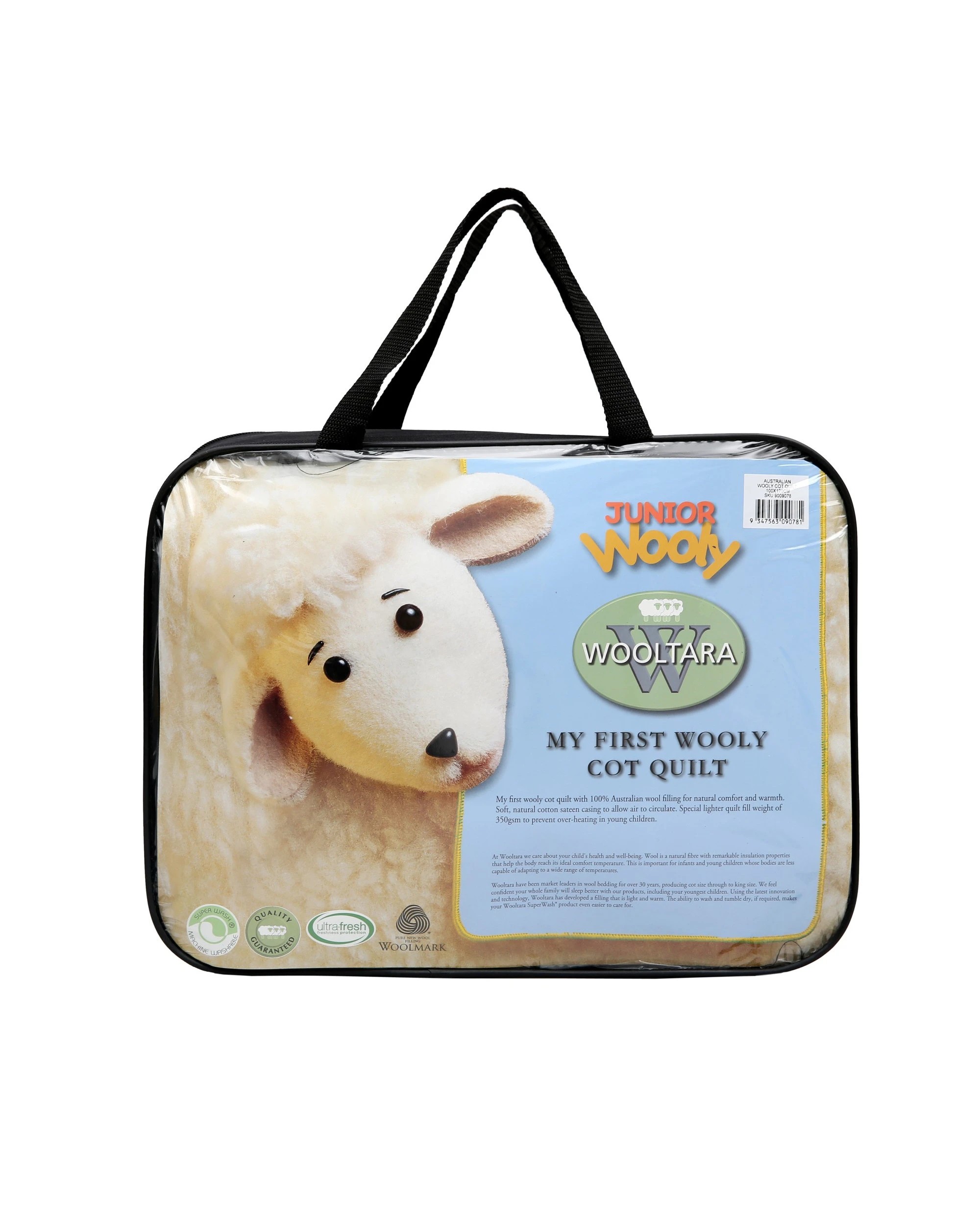 4 Wooltara My First Woolly Australian Washable Wool Quilt - Baby COT Size - White, 4 of 4