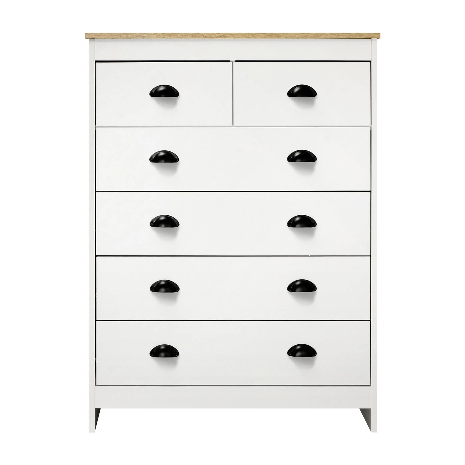 6 Oikiture 6 Chest of Drawers Tallboy Dresser Table Storage Cabinet - White, 6 of 9