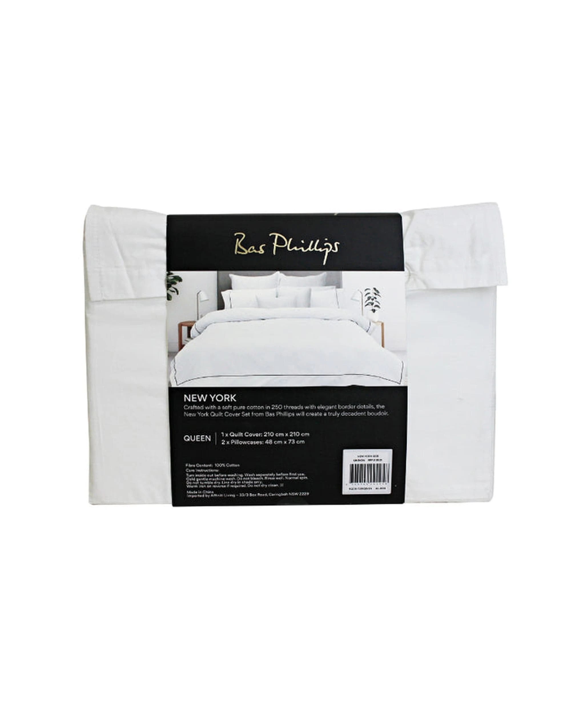 3 Bas Phillips New York Quilt Cover Set - Queen Bed - White, 3 of 4