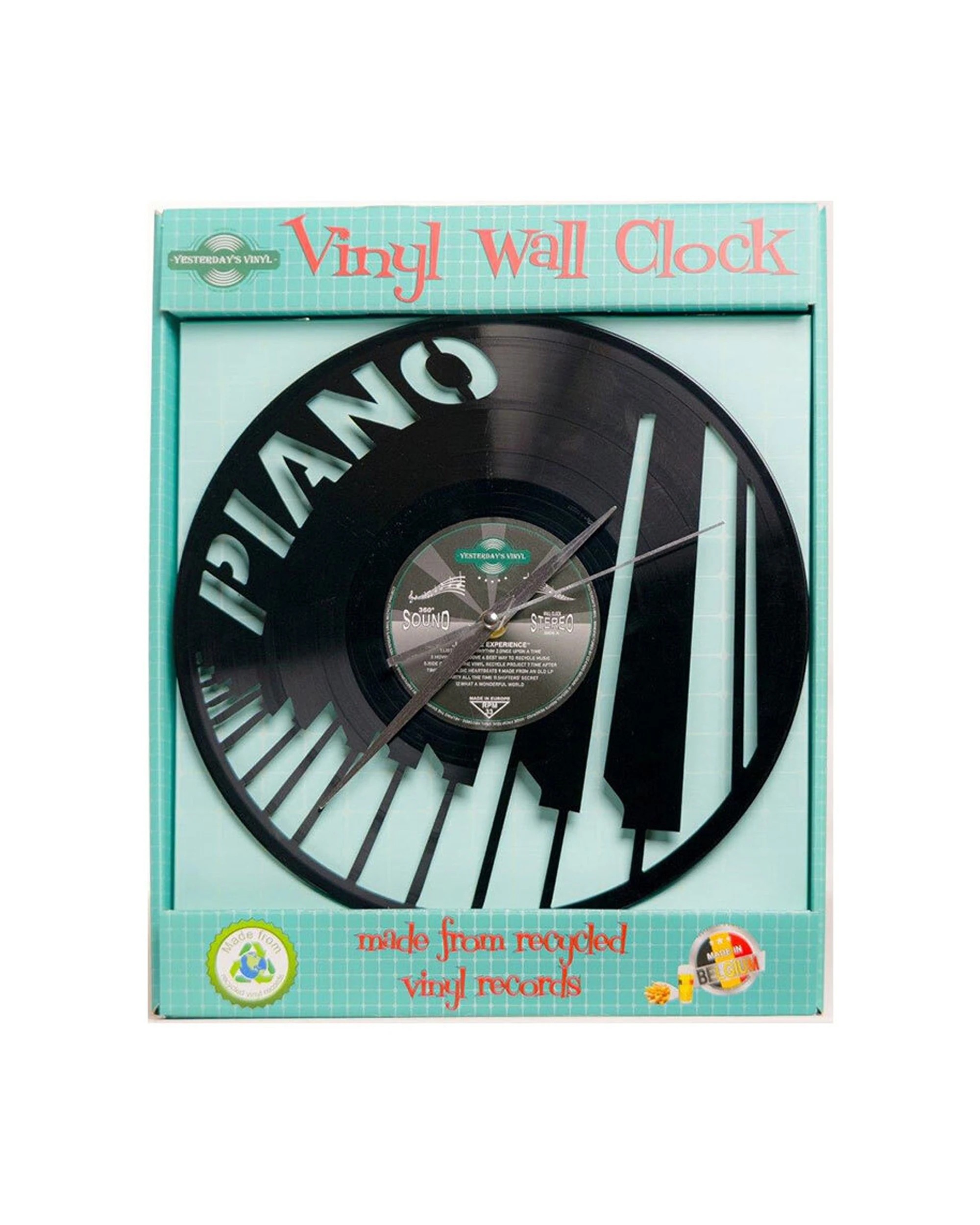 2 Yesterday's Vinyl Record Music Lover 30cm Memorabilia Clock Piano - Black, 2 of 3