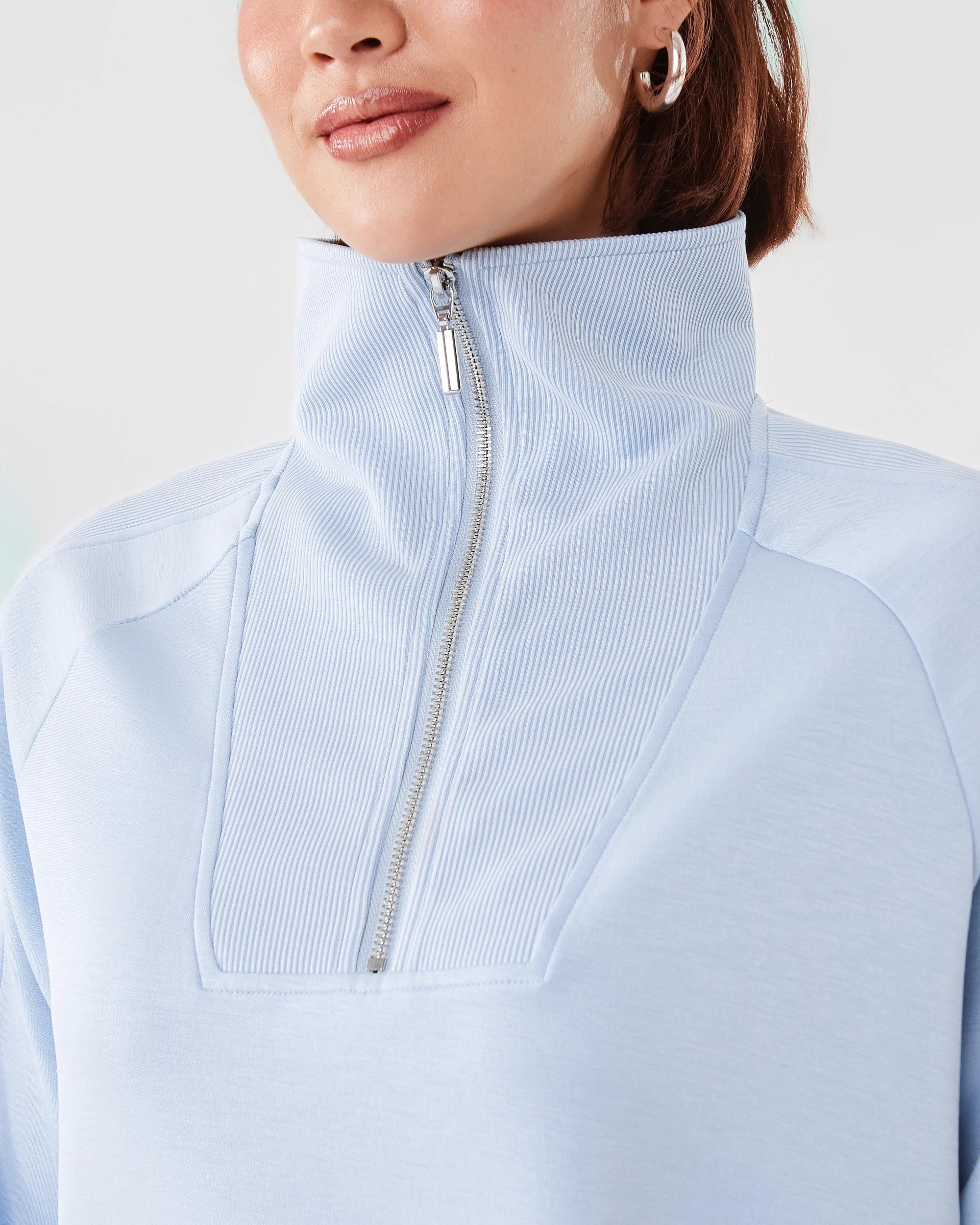 6 Active Womens Soft Modal Quarter Zip Jumper Seashell, 6 of 8