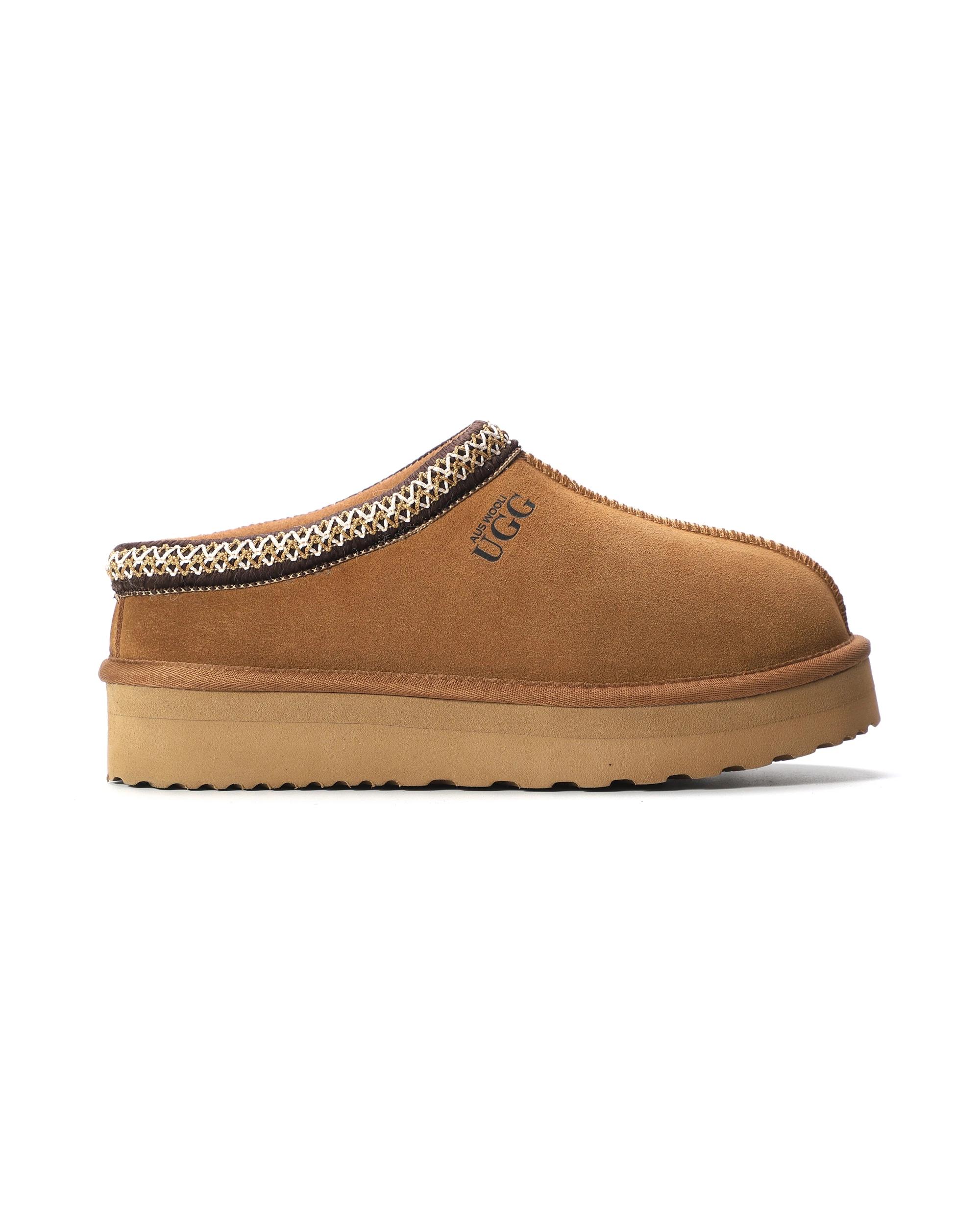 4 AUS WOOLI MENTONE Ankle Braid Platform UGG Slippers TAN, 4 of 6