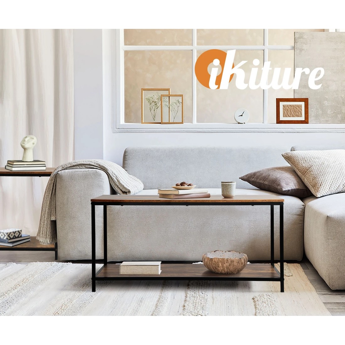 7 Oikiture Coffee Table Side Table Storage Rack Shelf 2-tier
 - Multi, 7 of 10