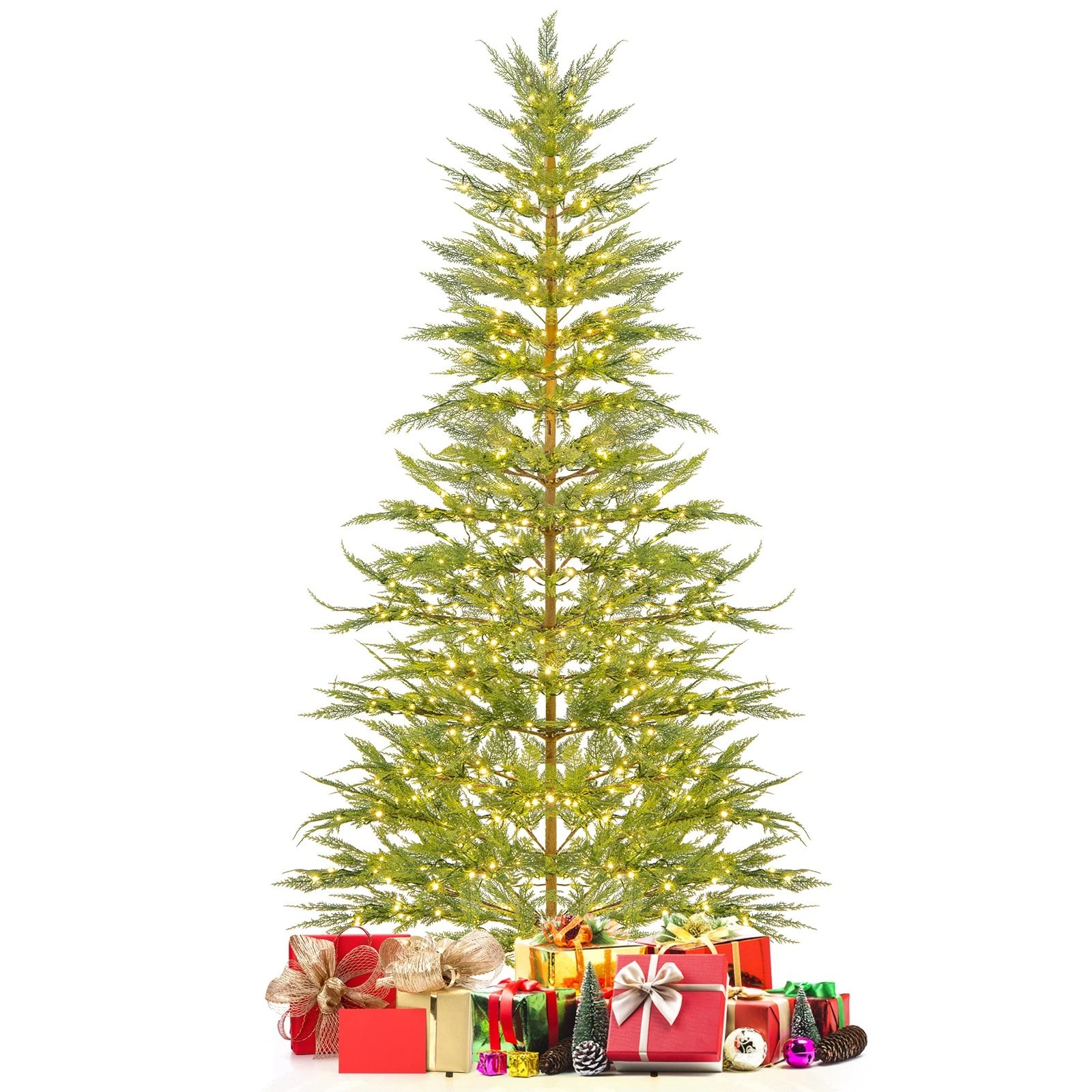 3 Costway 225cm Pre-Lit Xmas Christmas Tree w/540 Warm White LED Light Timer, 3 of 3