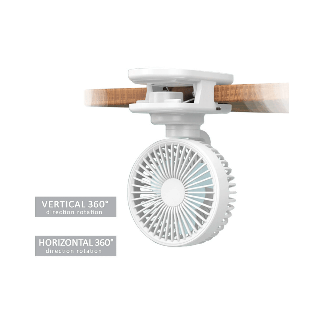 3 Sansai Portable Usb Rechargeable Clip On Desktop Travel Desk/table Fan - White, 3 of 3