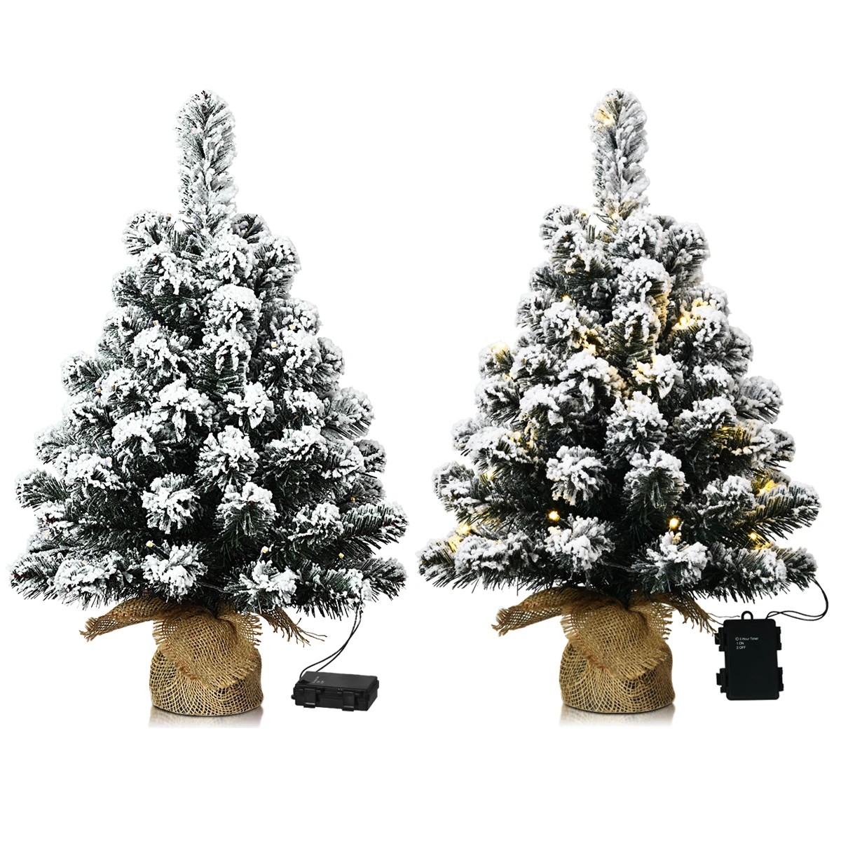1 Costway 2PCS 60cm Snowy Tips Christmas Tree Tabletop Xmas Decoration, 1 of 2