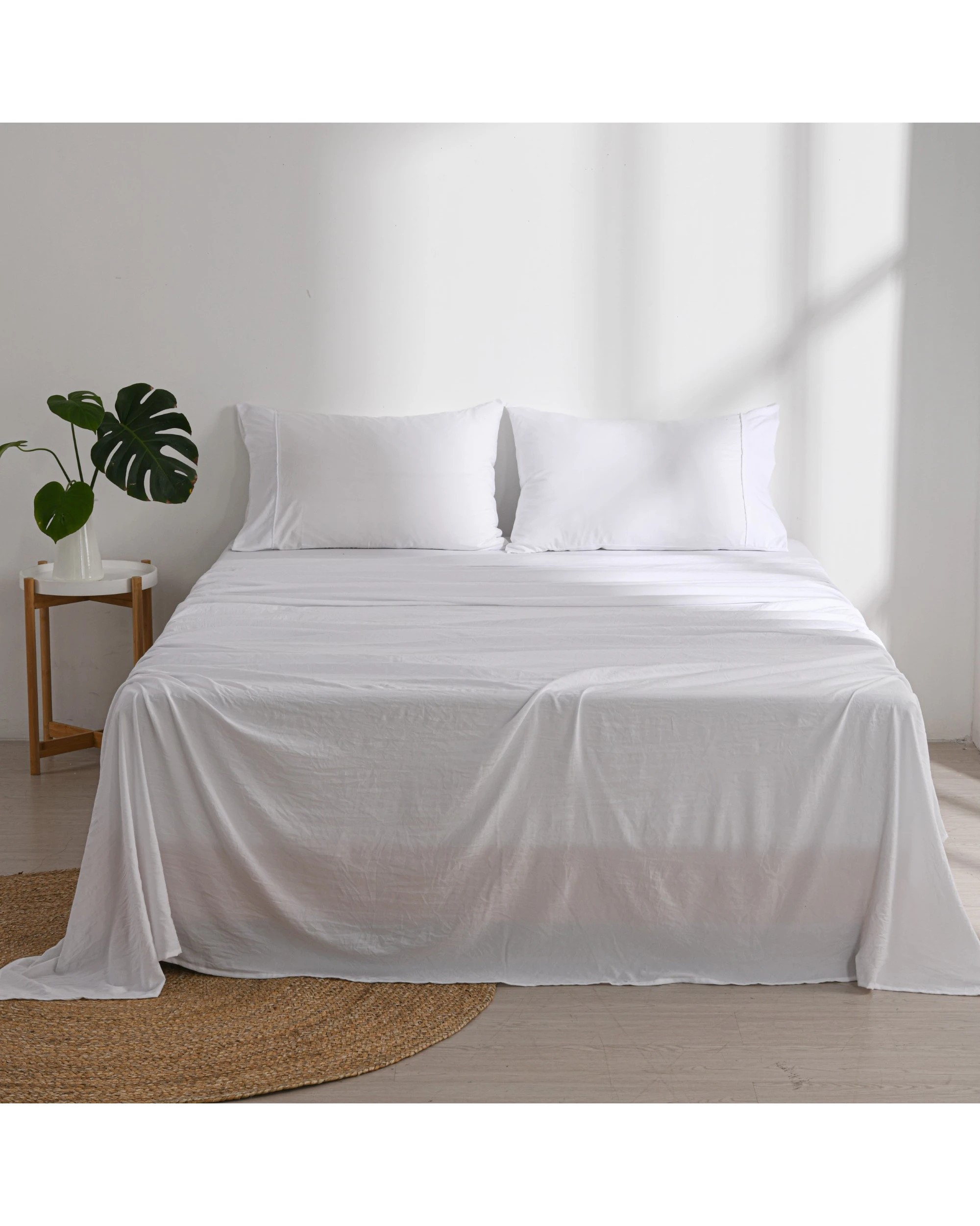 1 Dreamaker Superfine Washed Microfibre Sheet Set - Super King Bed - White, 1 of 5