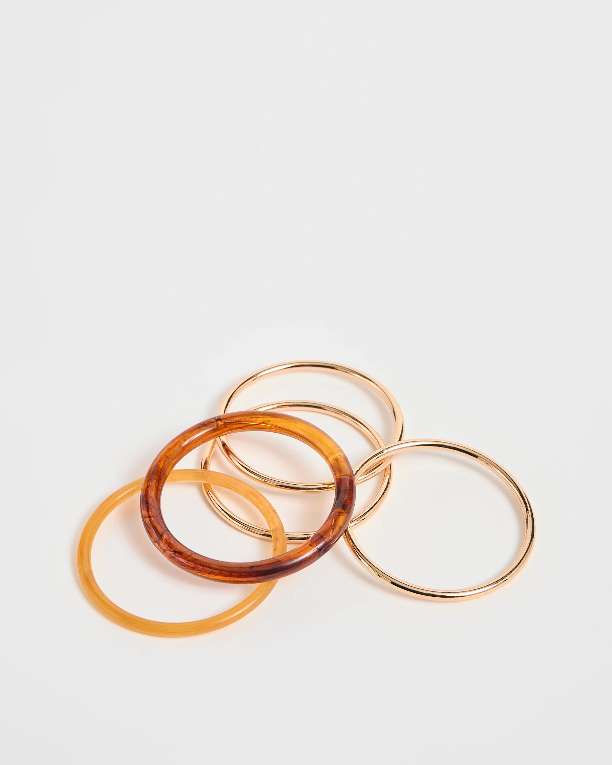 2 Target Woman Metal Resin Mixed Bangle Set GOLD TONE TORT, 2 of 2