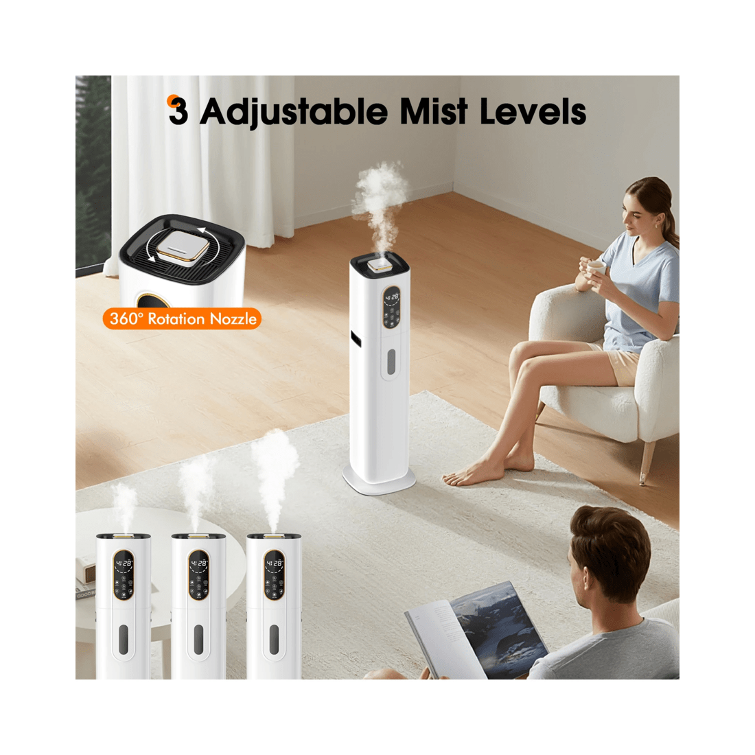 7 Advwin 10l Ultrasonic Large Humidifier Whole House, Cool & Warm Mist Humidifier For Office Workshop, Greenhouse, 7 of 8