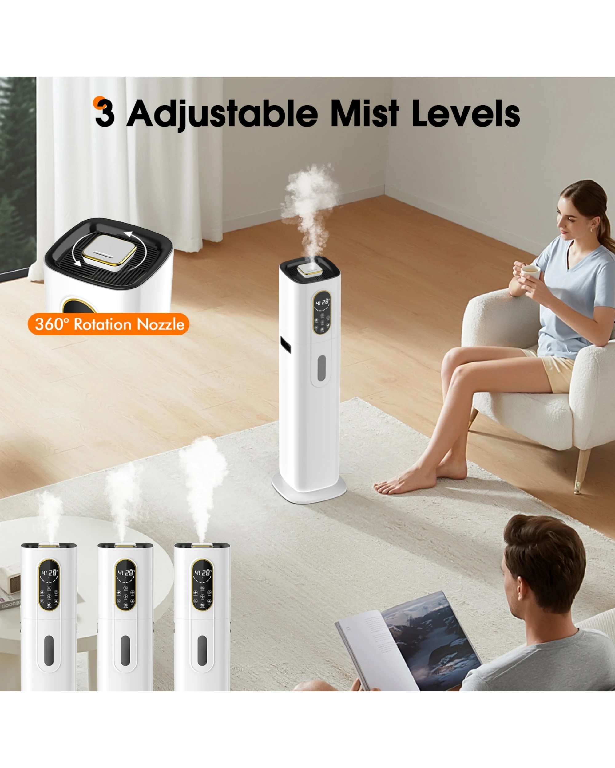 7 Advwin 10l Ultrasonic Large Humidifier Whole House, Cool & Warm Mist Humidifier For Office Workshop, Greenhouse, 7 of 8