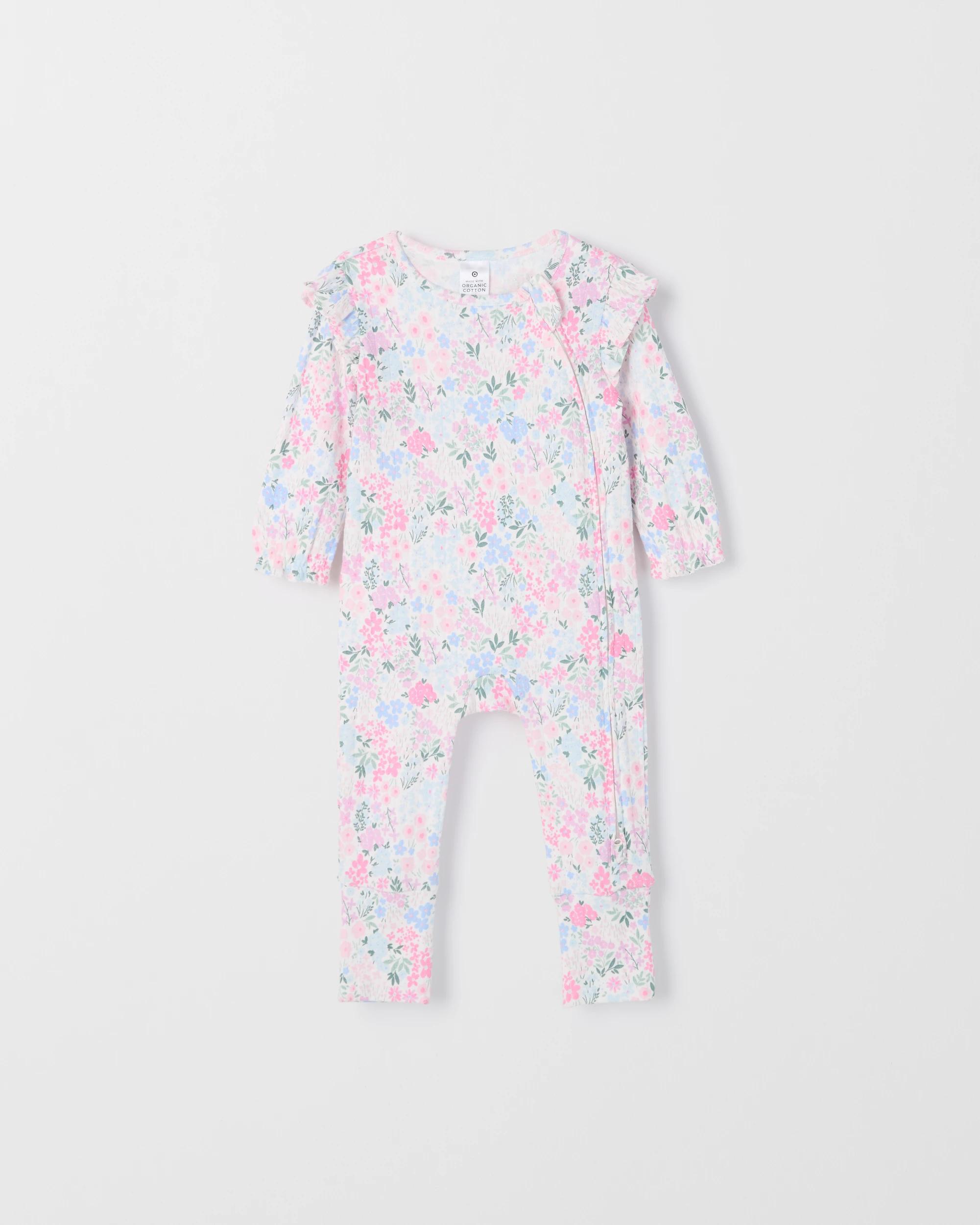1 Target Baby Organic Cotton Pointelle Rib Coverall DITSY GARDEN, 1 of 2