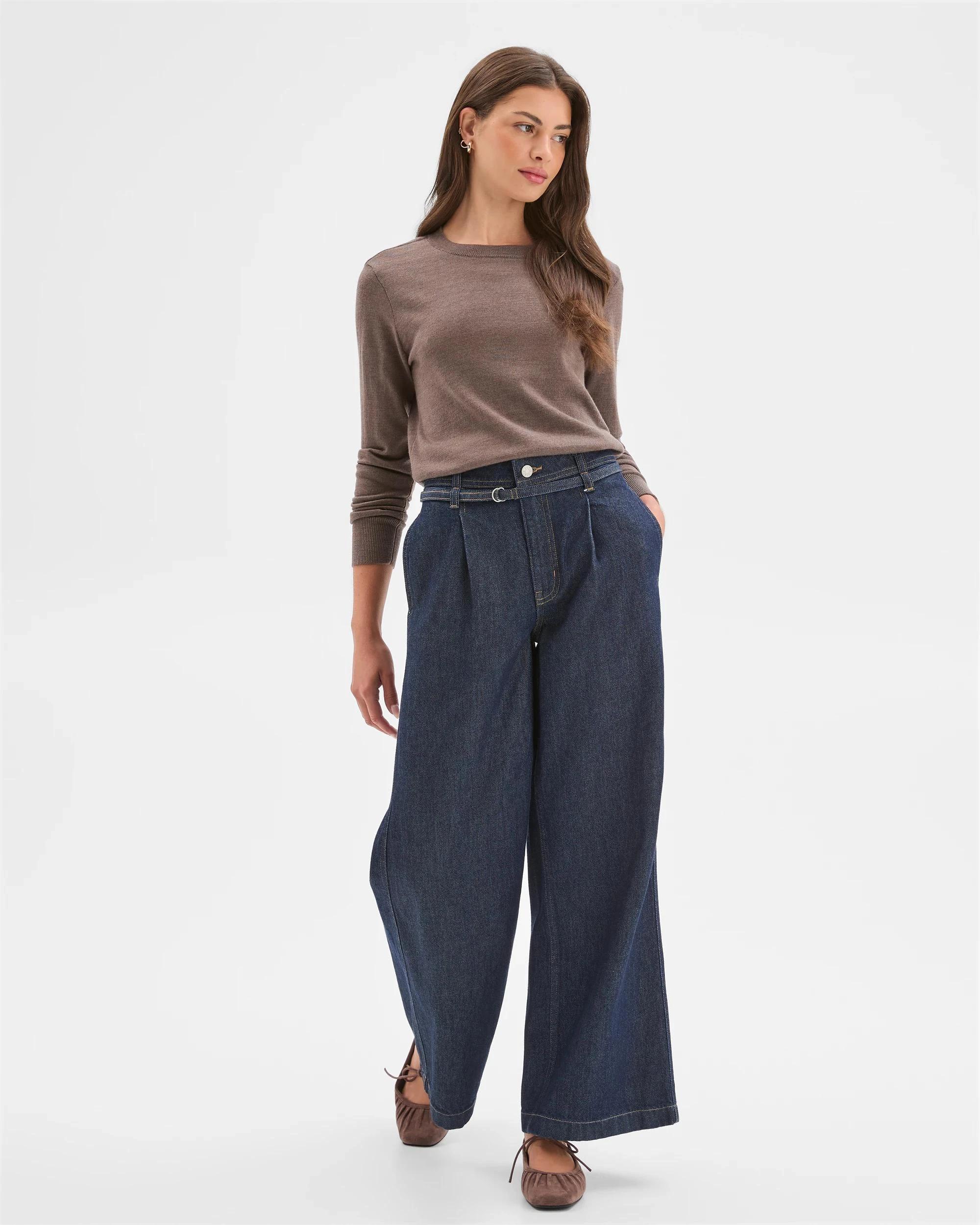 1 Target Petites Petites Australian Merino Wool Crew Neck Sweater TAUPE, 1 of 8