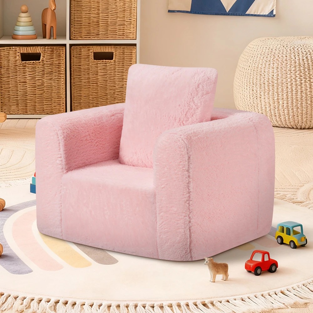 3 Playpals Kid Sofa Lounge Couch with Pillow High Back Toddler Chair - Pink, 3 of 3