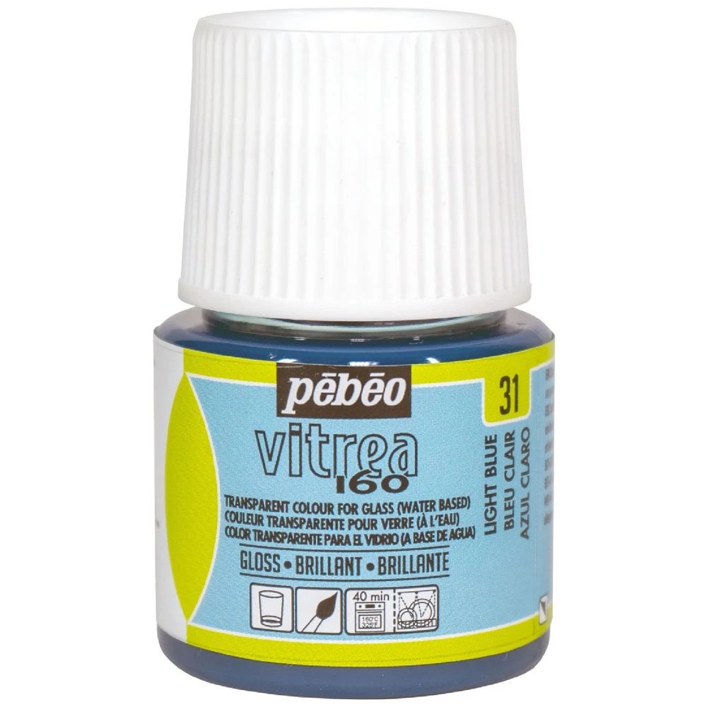 1 Pebeo Vitrea 160 Glossy Glass Paint 45mL Light Blue, 1 of 1