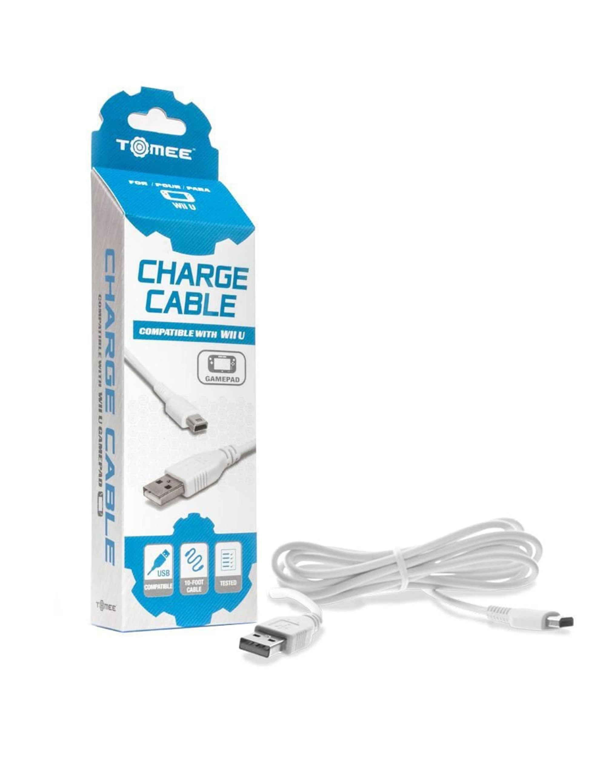 1 Tomee Wii U GamePad Charge Cable - Black, 1 of 3