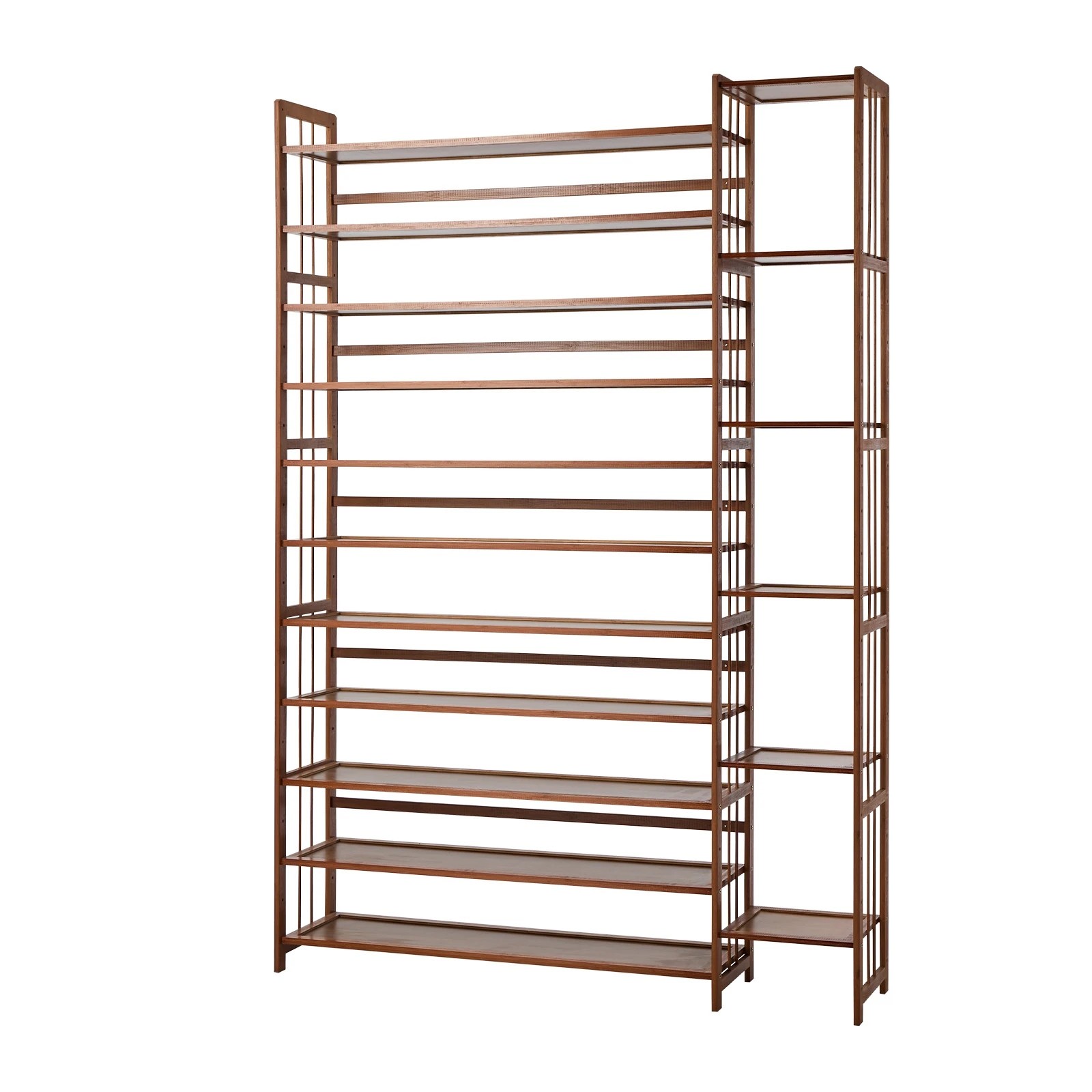 1 Oikiture Shoe Rack Organizer Bamboo Stand 11 Shelves with Boots Storage - Brown, 1 of 7