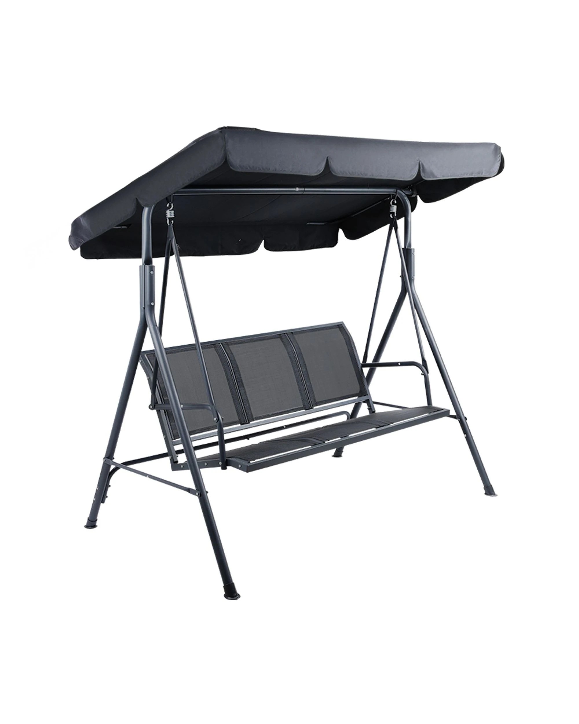 1 Gardeon Outdoor Swing Chair Garden Bench Furniture Canopy 3 Seater Mesh - Black, 1 of 5