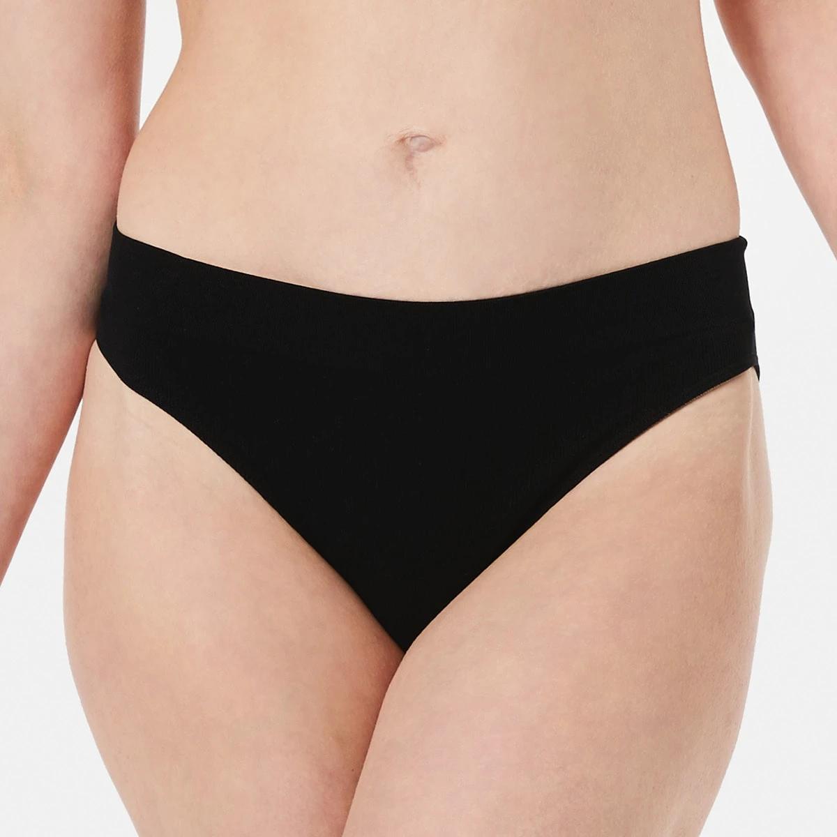 4 3 Pack Ribbed Seamfree Hi-Waist Bikini Briefs BLACK, GREY MARLE, BLACK, 4 of 7