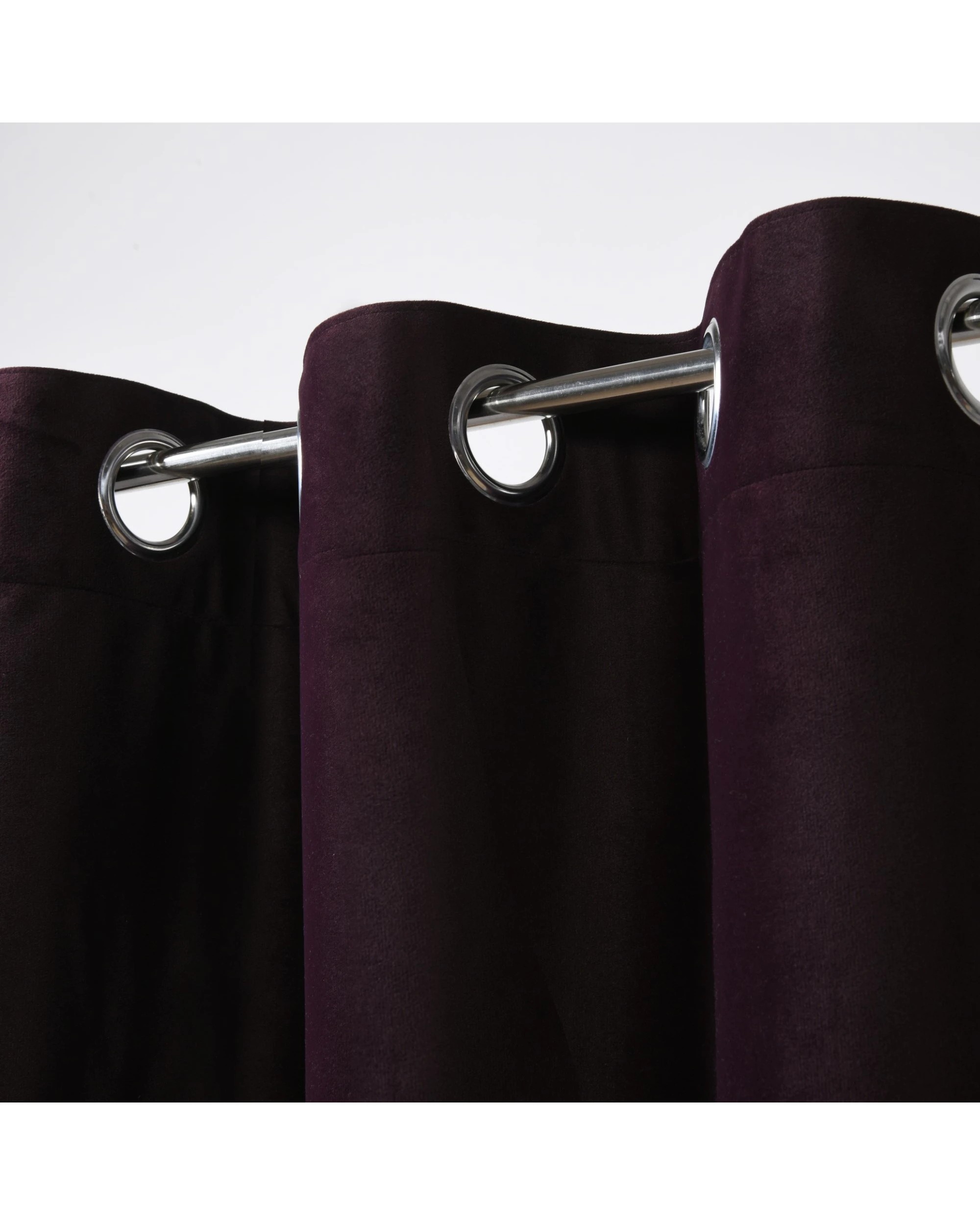 2 Cadence & Co. Byron Matte Velvet 100% Blockout Eyelet Curtain Twin Pack 180x223cm - Aubergine, 2 of 5