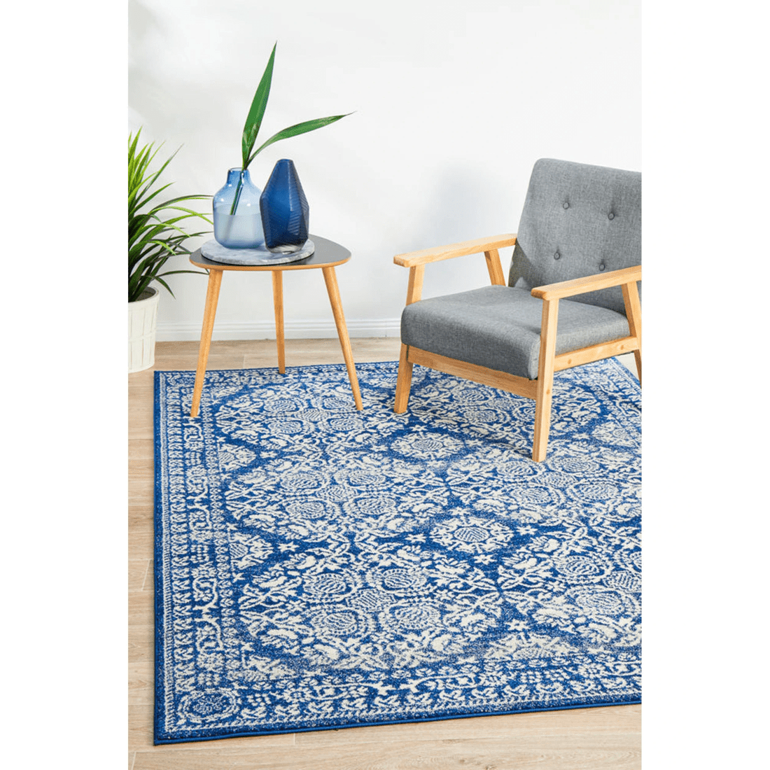 1 Rug Culture Mirage Gwyneth Transitional Navy Rug, 400x300 cm, 10mm Polypropylene, Power-Loomed - Blue, 1 of 9