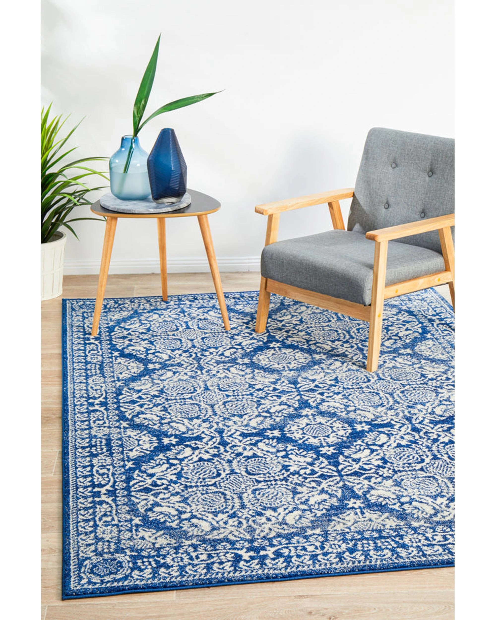1 Rug Culture Mirage Gwyneth Transitional Navy Rug, 400x300 cm, 10mm Polypropylene, Power-Loomed - Blue, 1 of 9