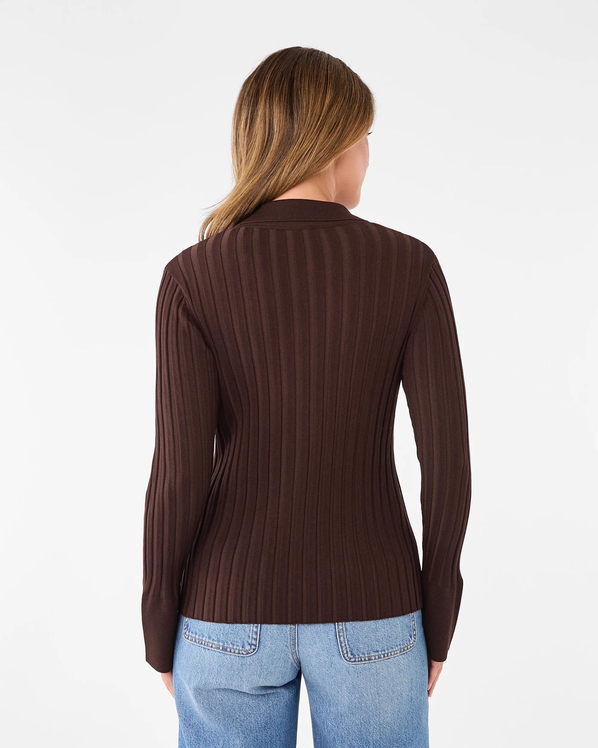 3 Long Sleeve Button Through Polo Shirt Melt Brown, 3 of 7