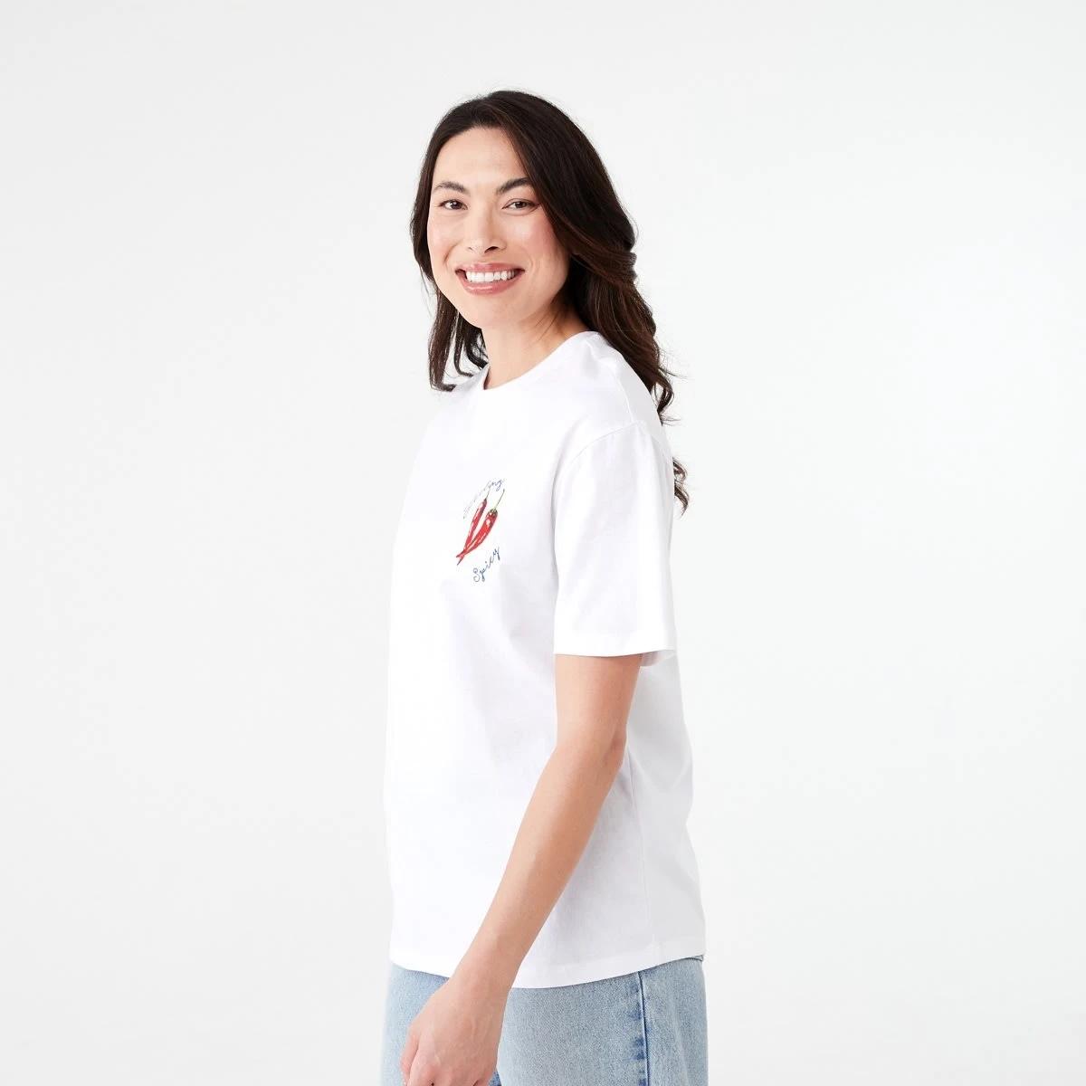 2 Short Sleeve Oversized Boyfriend T-shirt PICANTE WHITE, 2 of 6