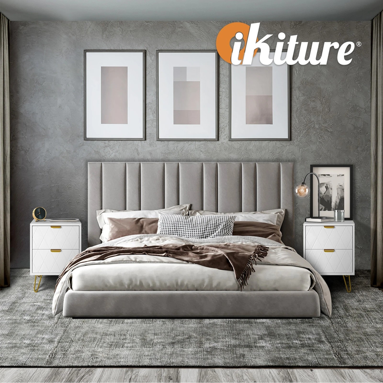 4 Oikiture Bedside Table 2 Drawers Gold Metal Nightstand, 4 of 9