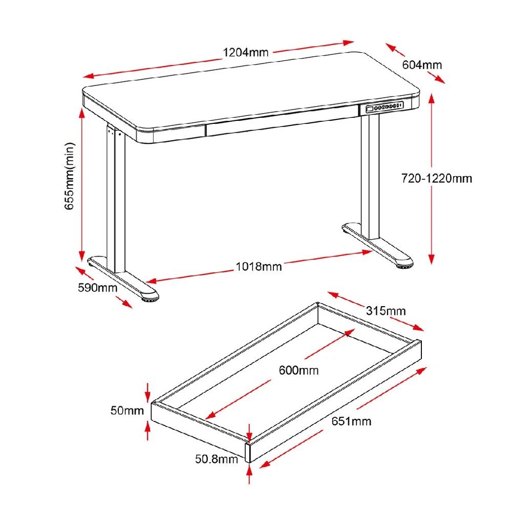 10 Newhaven Electric Sit Stand Desk with Drawer 1200mm Black Desks, Tables and Workstations, 10 of 10