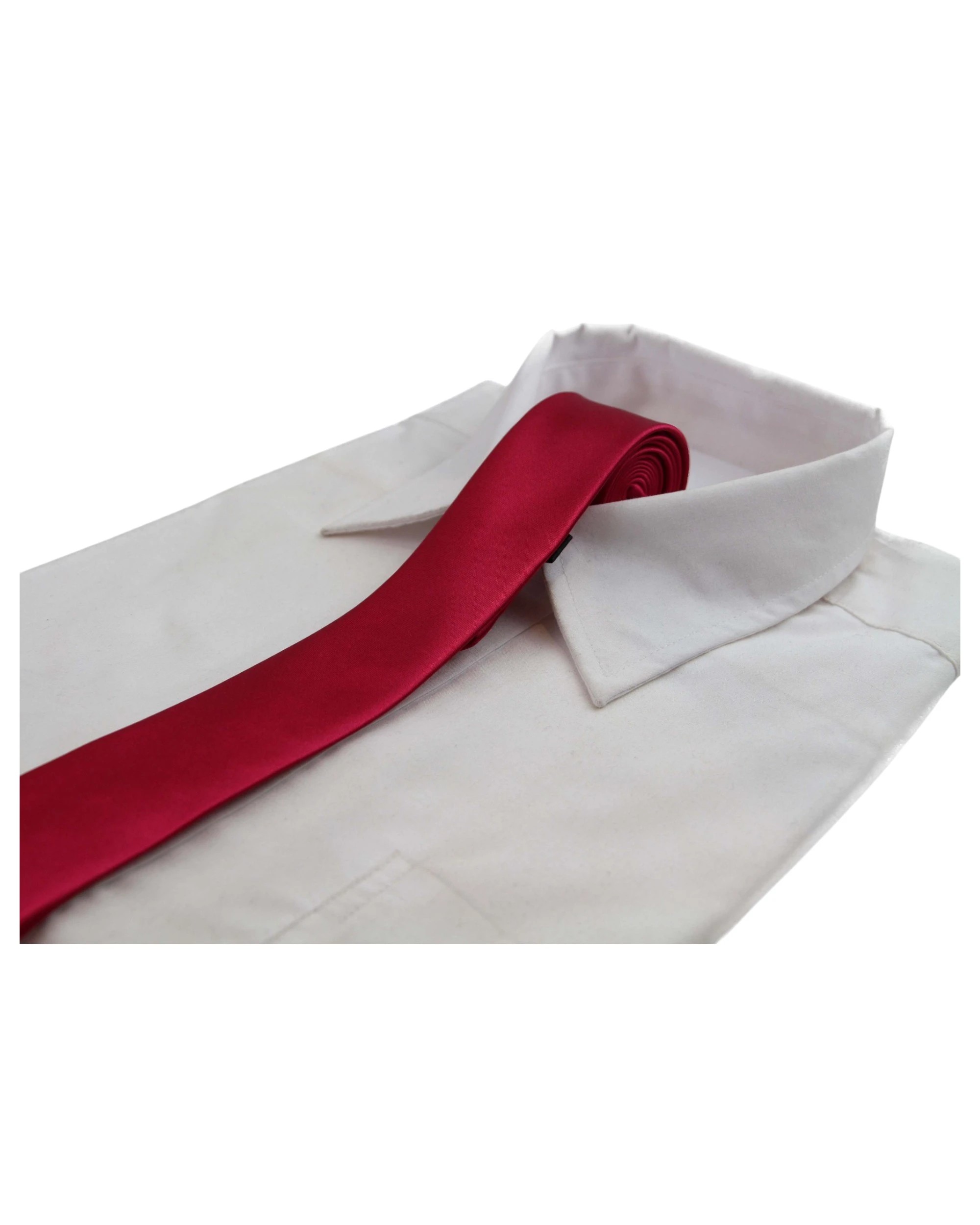 1 Zasel Mens Dark Red 5cm Skinny Plain Neck Tie - Red, 1 of 1
