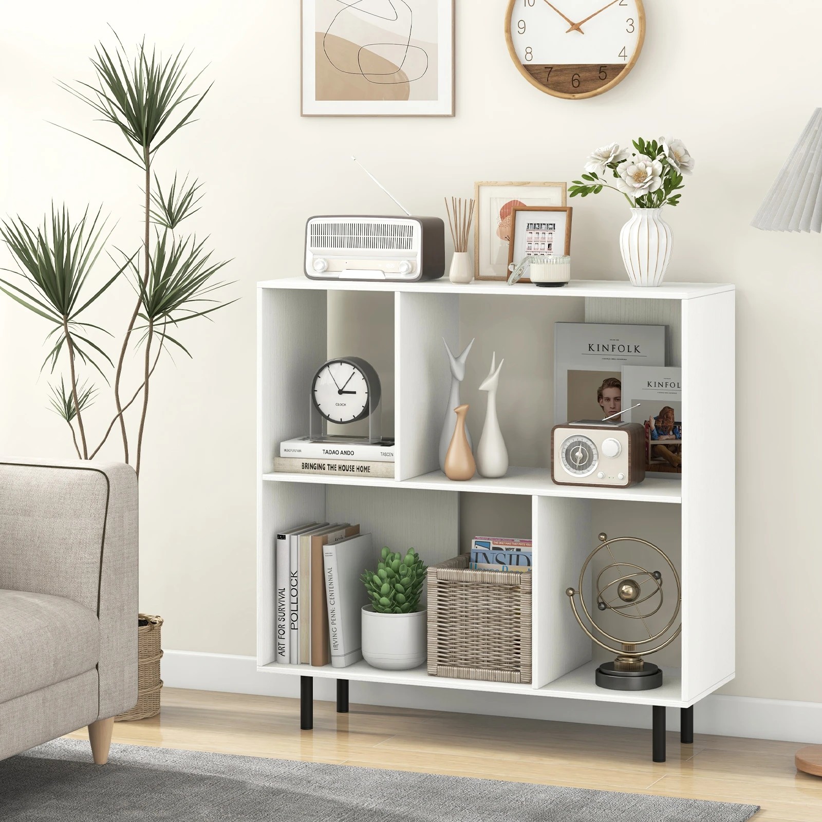 2 Costway Open Shelf Bookcase Cube Bookshelf Cabinet Freestanding Book Display Rack - White, 2 of 4