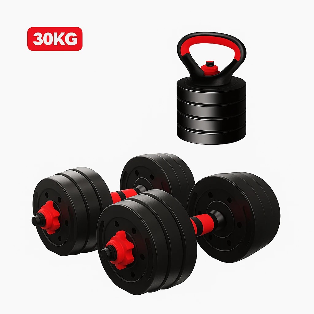 6 Fitness Master 30kg 7in1 Adjustable Dumbbell Barbell Kettlebell Set Home Gym, 6 of 10