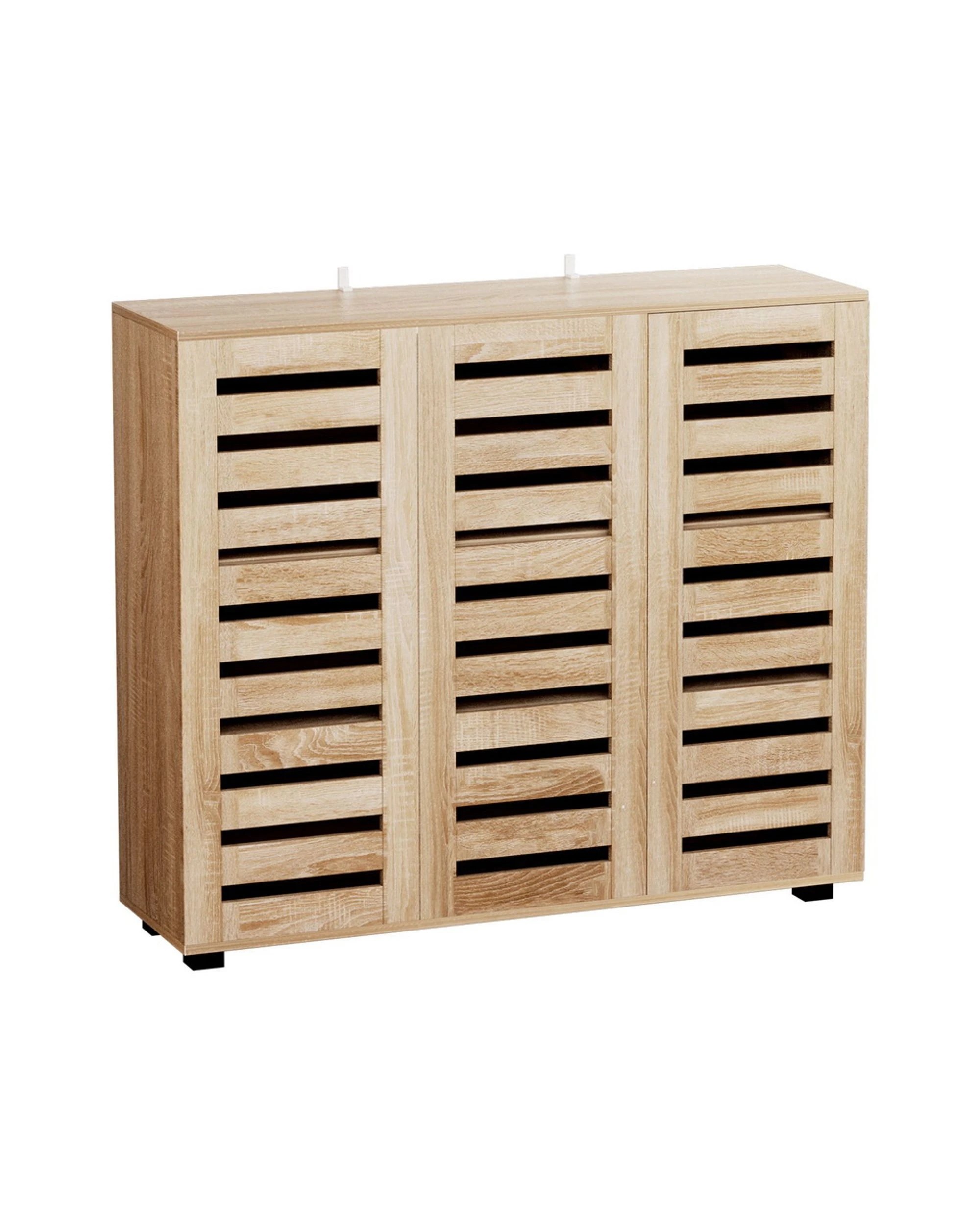 1 Artiss Shoe Rack Cabinet 30 Pairs Adjustable Shelf - Natural, 1 of 8