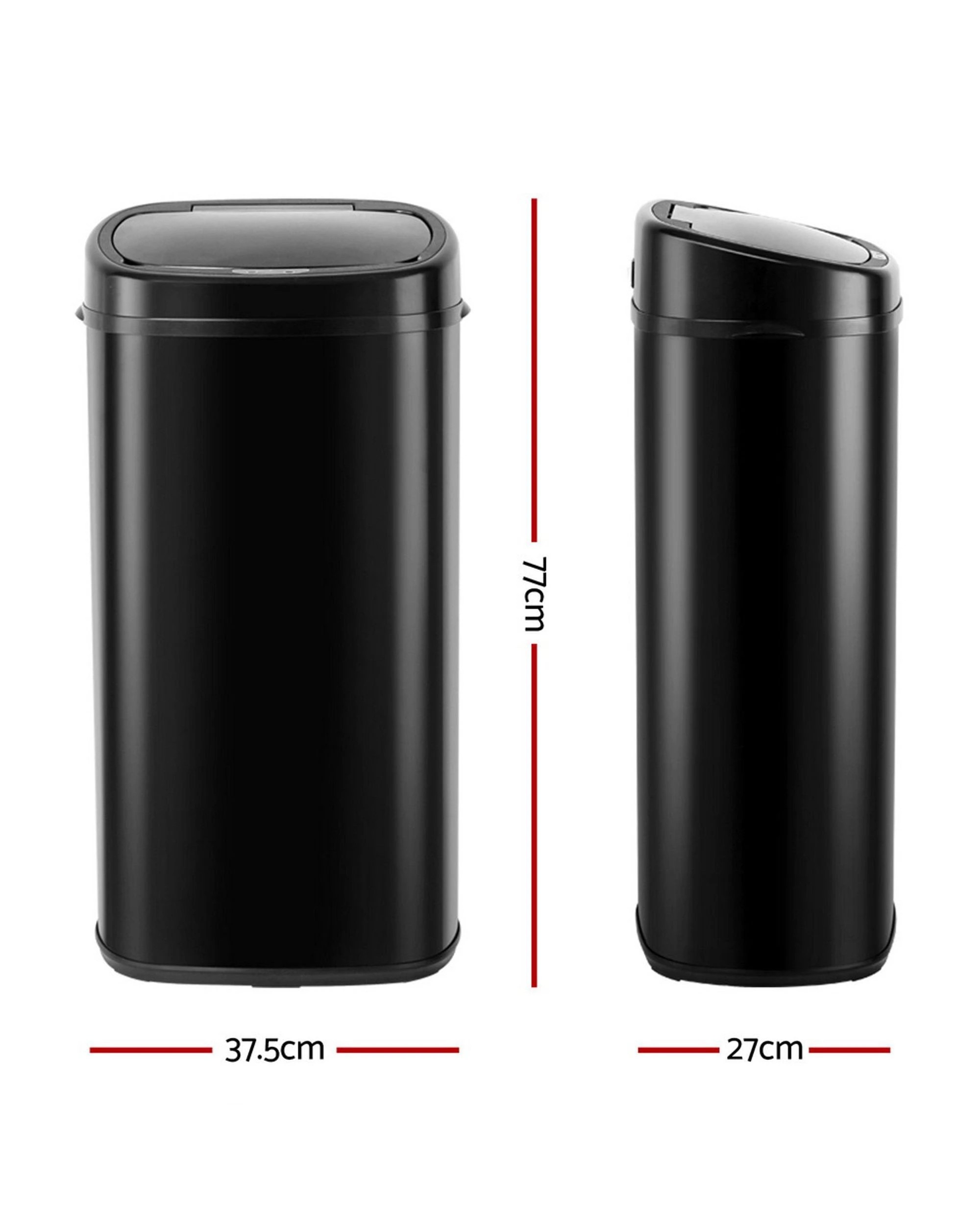 2 Devanti 68L Motion Sensor Bin Rubbish Automatic - Black, 2 of 10