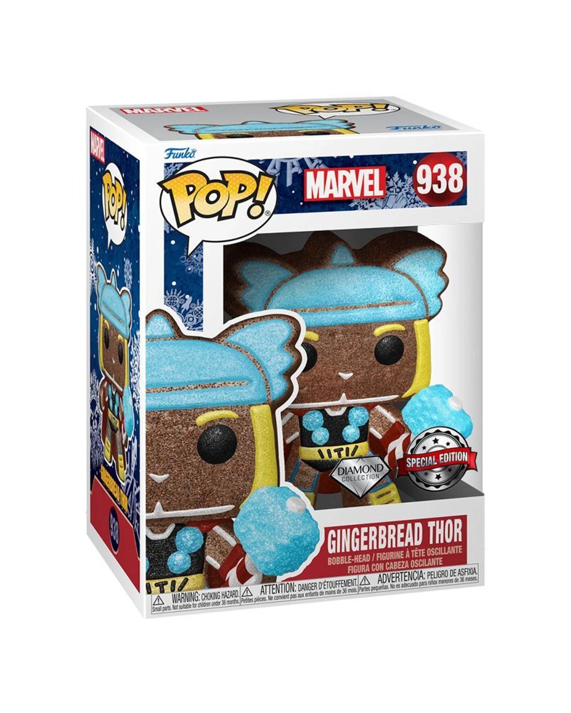 2 Pop Vinyl Figurine Marvel Comics Thor Gingerbread Diamond Glitter 10cm - Multi, 2 of 3