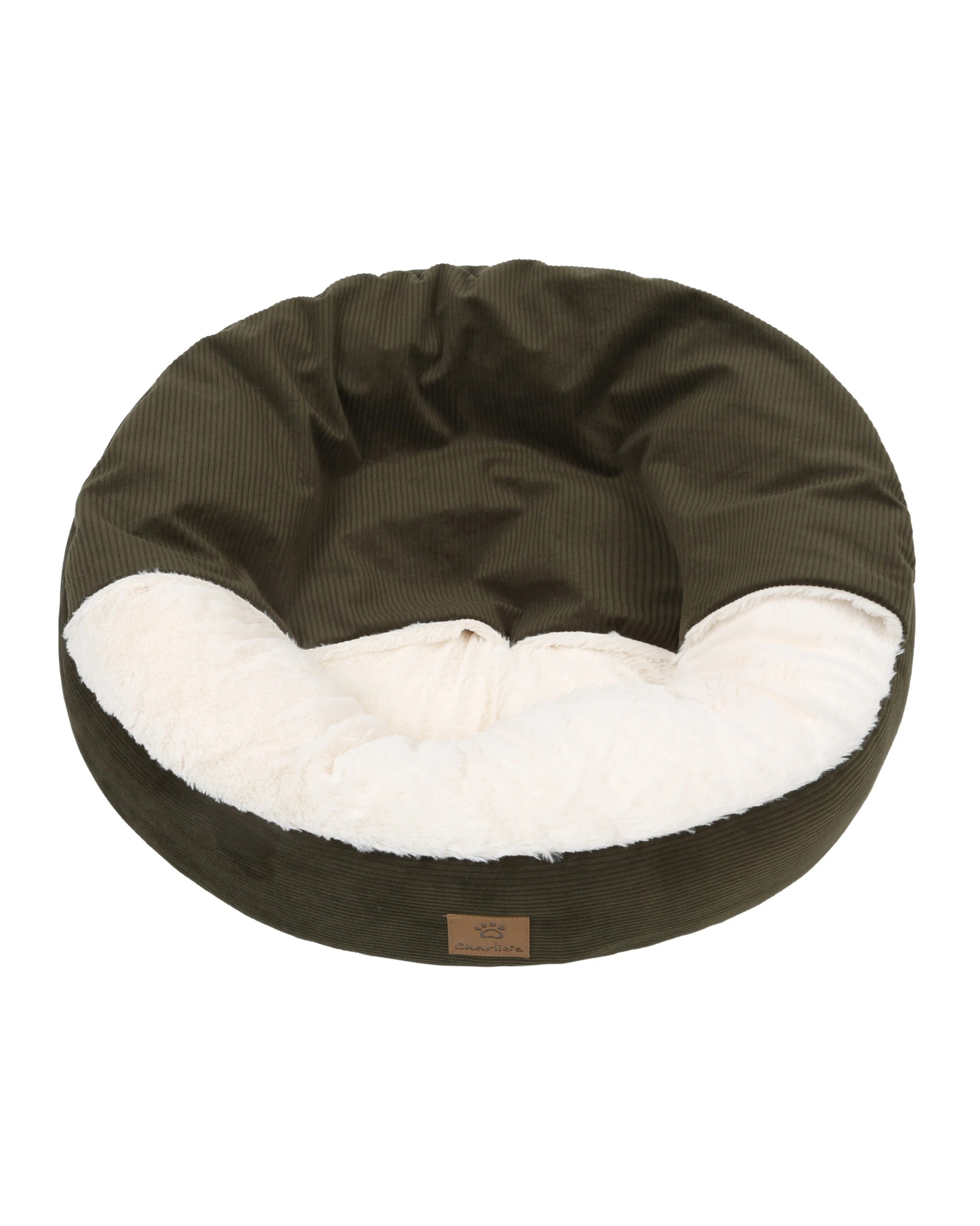 5 Charlie's Snookie Hooded Corduroy Calming Dog Bed Medium - Olive, 5 of 10