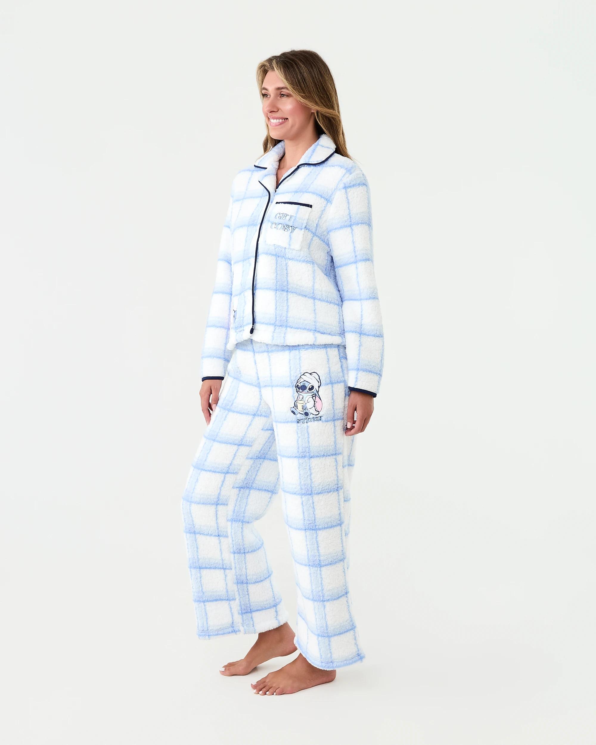 2 Disney Lilo & Stitch License Fleece Button Through Pyjama Set Stch Cosy, 2 of 9