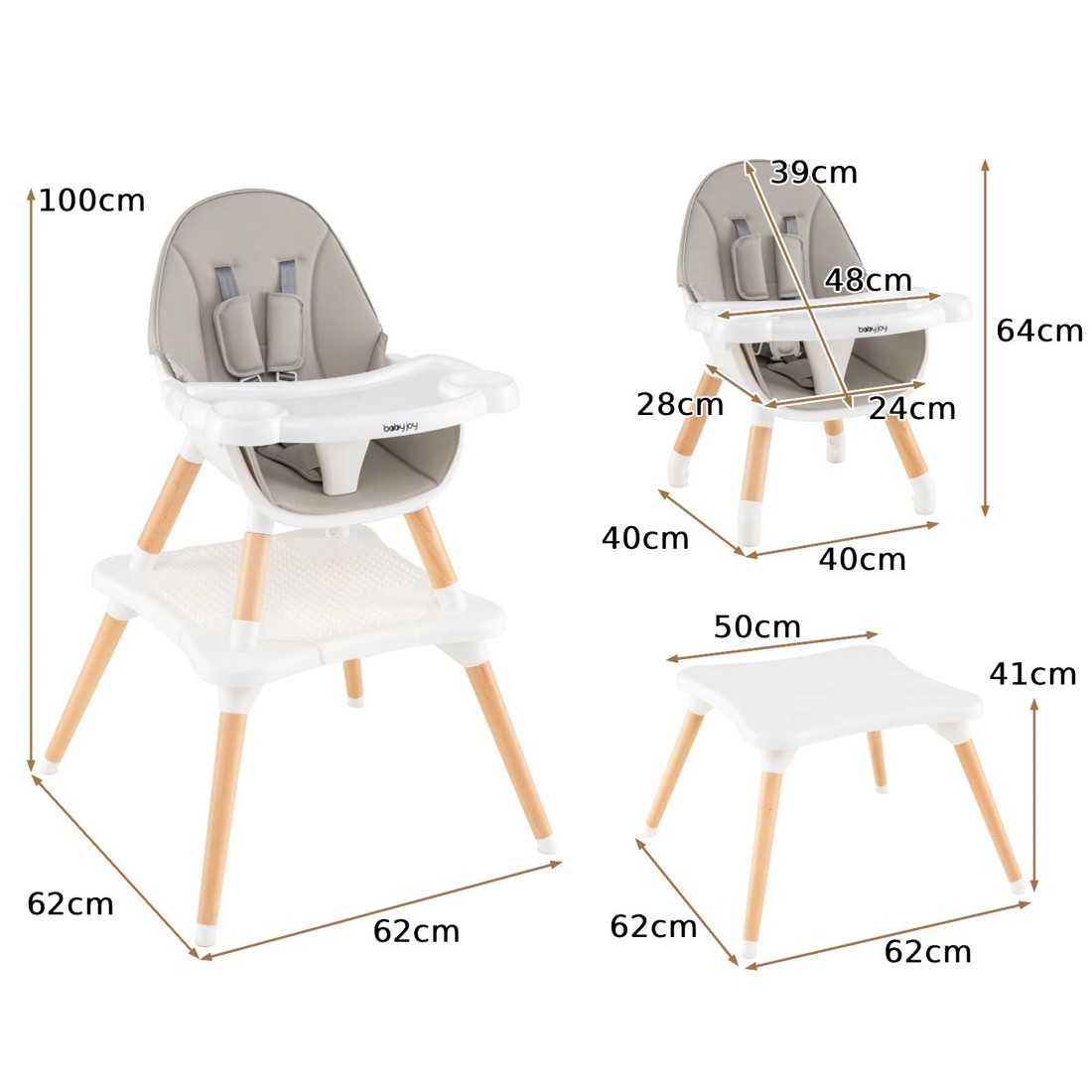 2 Costway 6-in-1 Wooden Baby High Chair Grey, 2 of 2