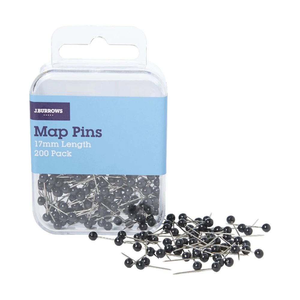 2 J.Burrows Map Pins Black 200 Pack, 2 of 3