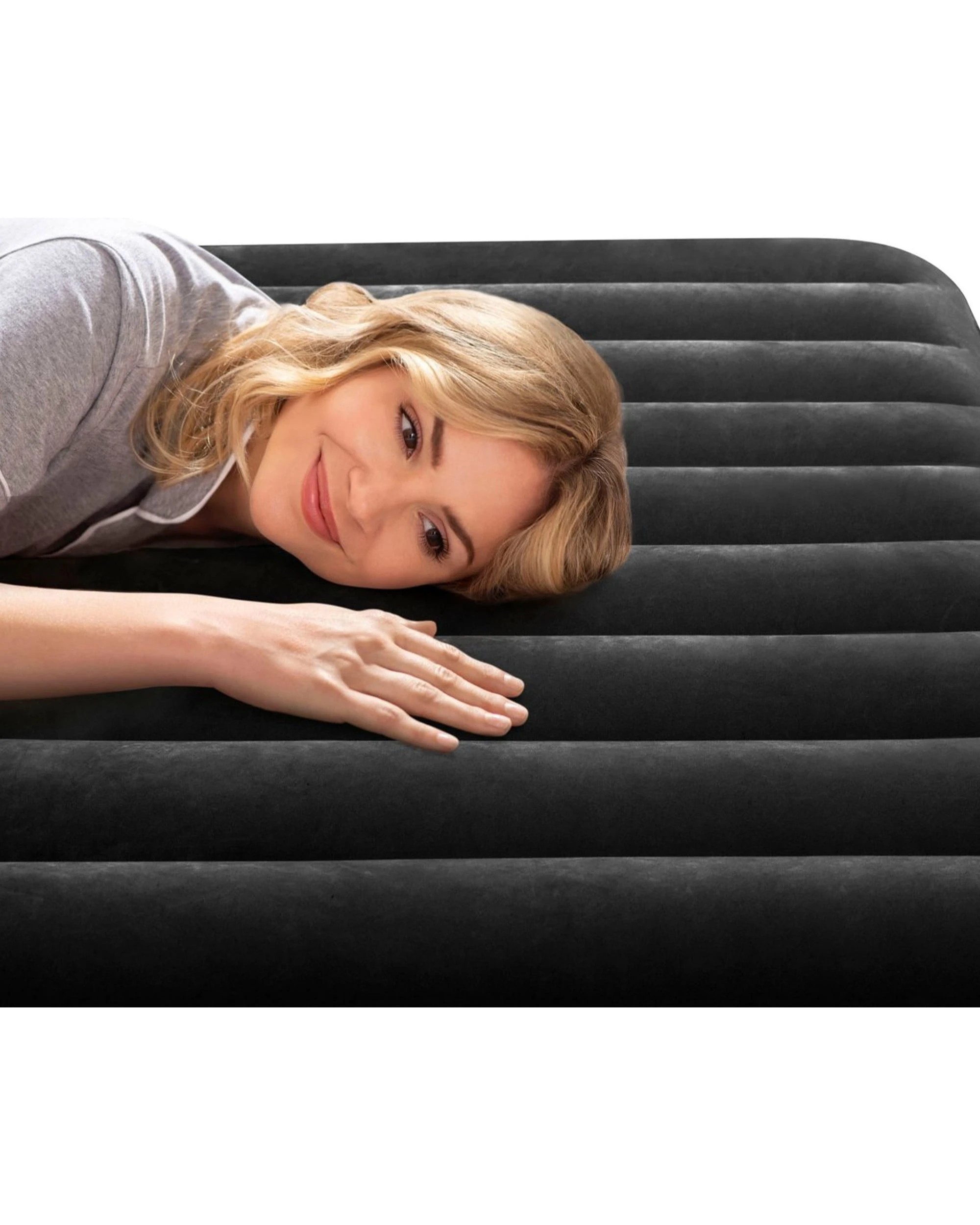 8 Intex Dura Beam Classic Inflatable Queen Airbed Mattress with Pillow Rest - Black, 8 of 10