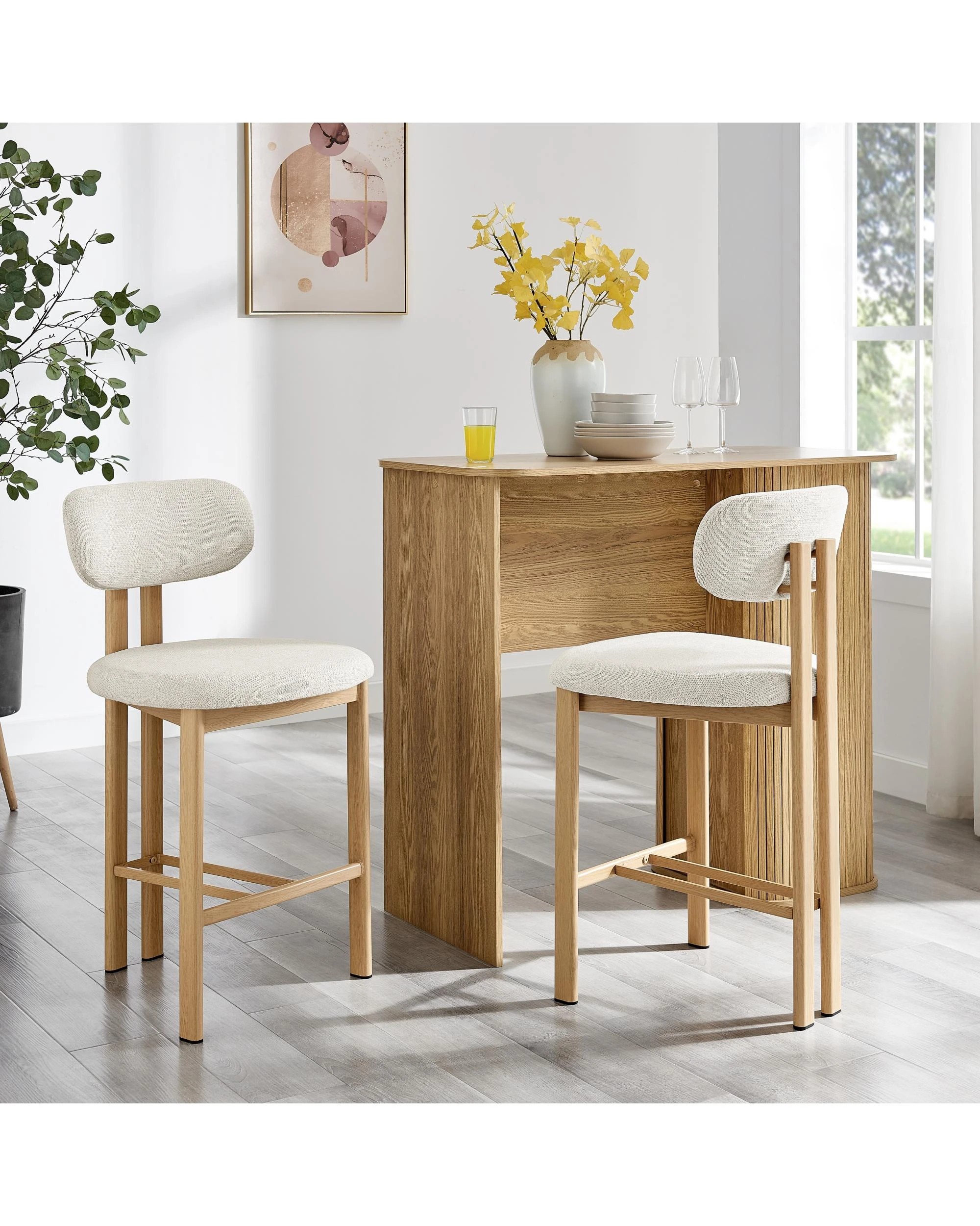 2 Kodu Hilda Dining Stools Pair Set of Two - White, 2 of 10