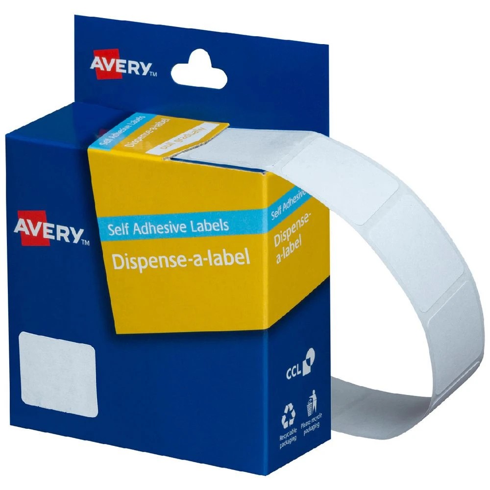 1 Avery Labels Dispenser Rectangle 19 x 24mm White 650 Pack, 1 of 2