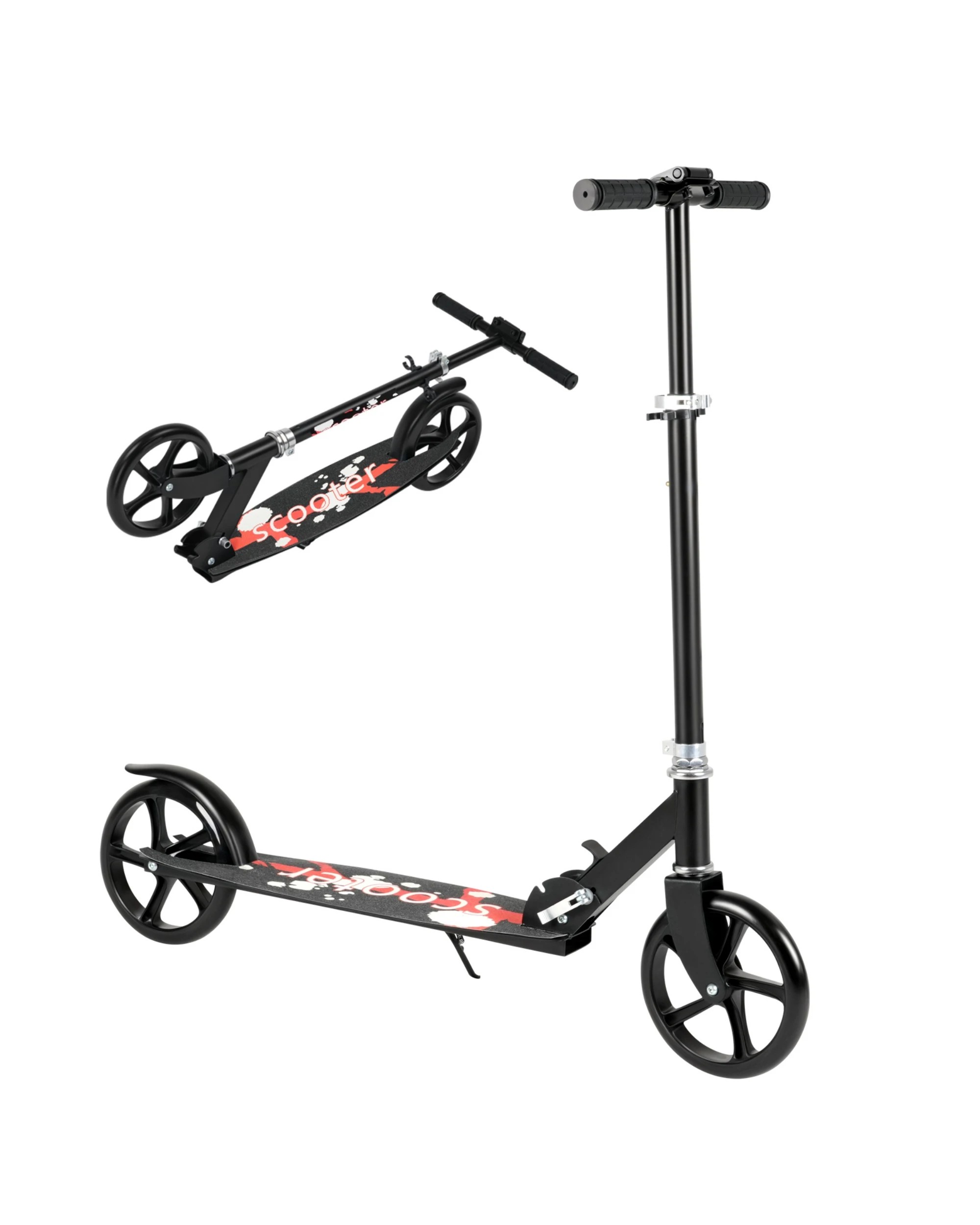 1 Advwin Folding Kids Kick Scooter w/ Big Wheel & Adjustable Height Red, 1 of 10