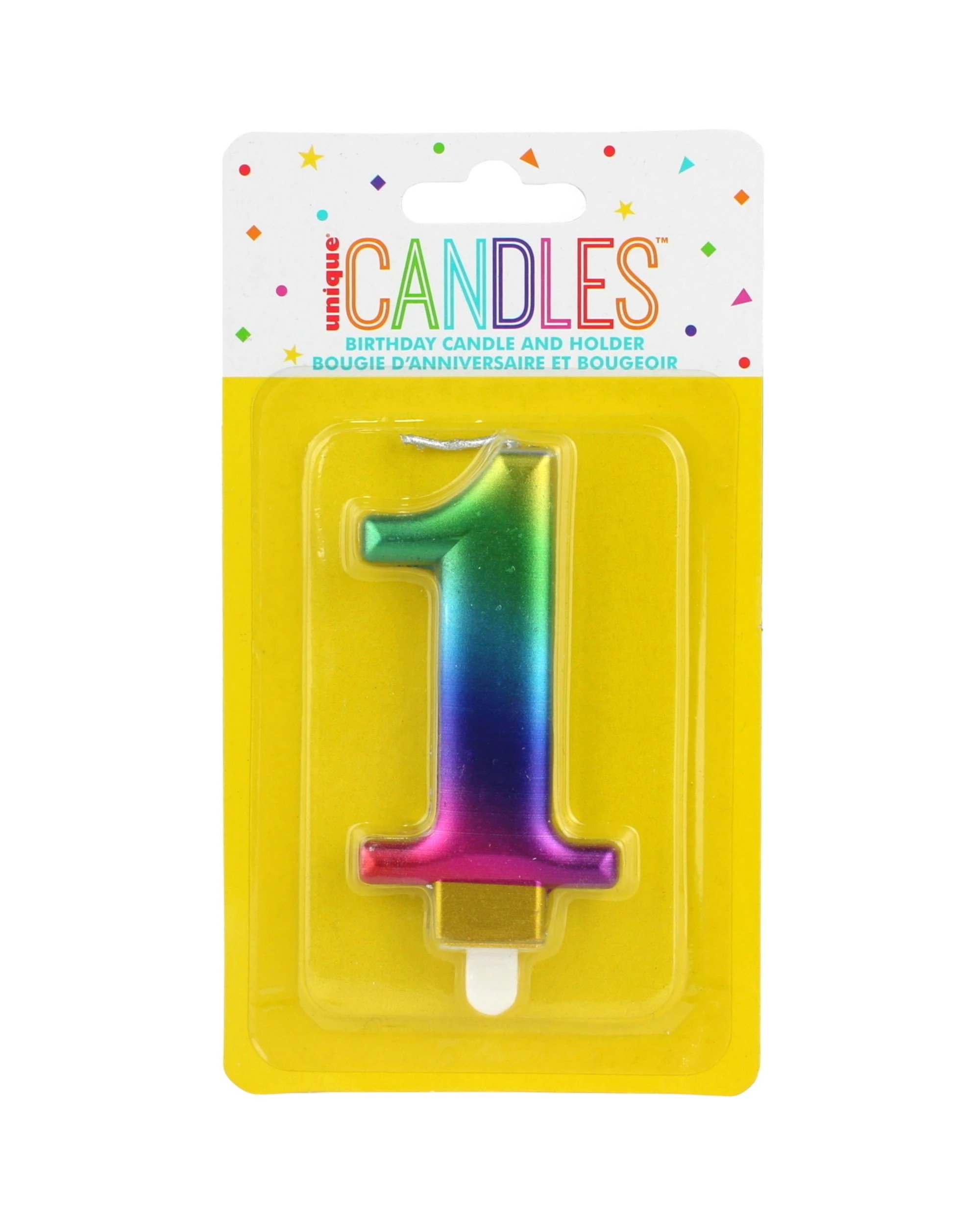 1 Unique Metallic Rainbow Number 1 Candle - Metallic, 1 of 1