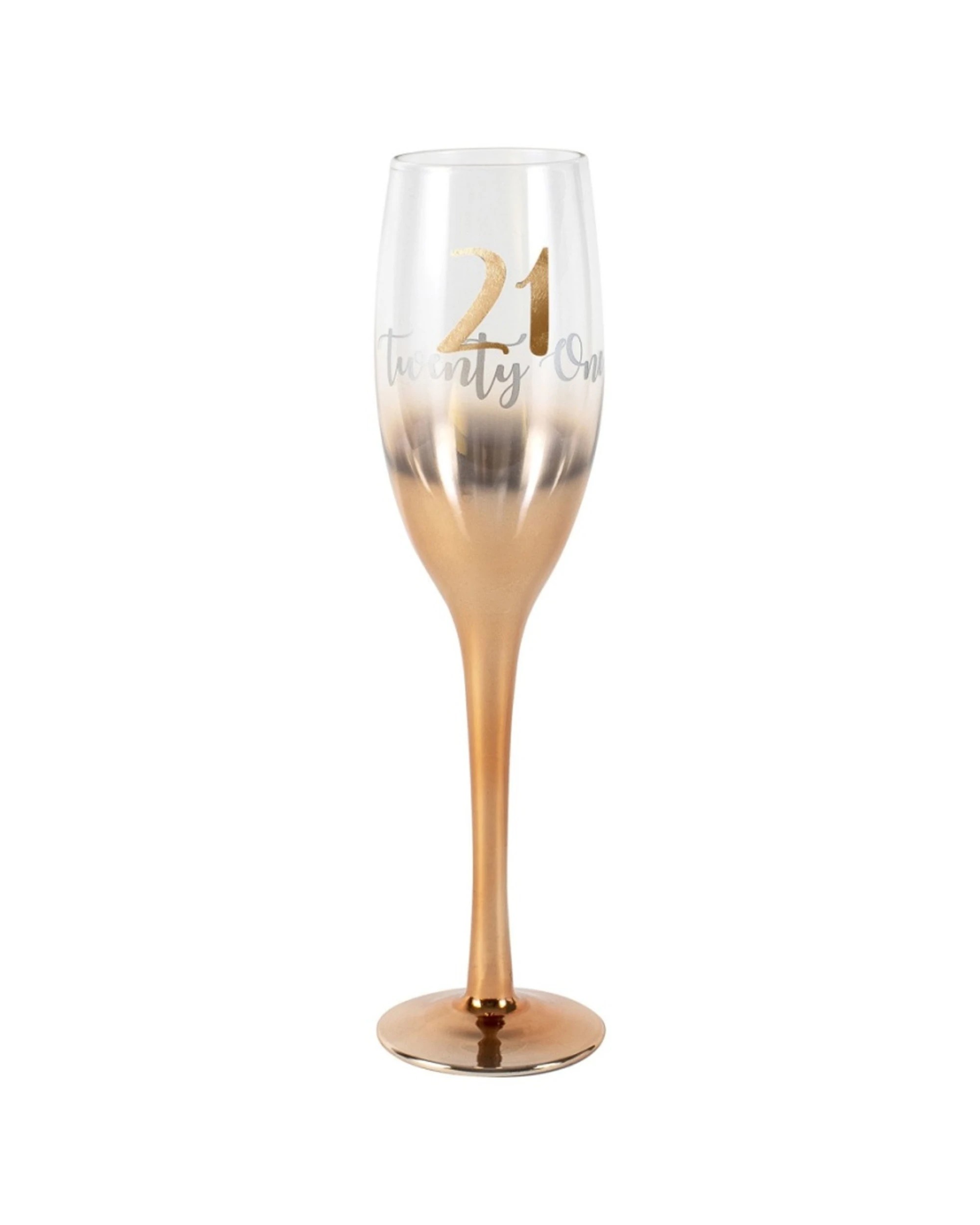 1 LMD Ombre Flute Drinking Glass 21st Birthday Rose - Gold, 1 of 1